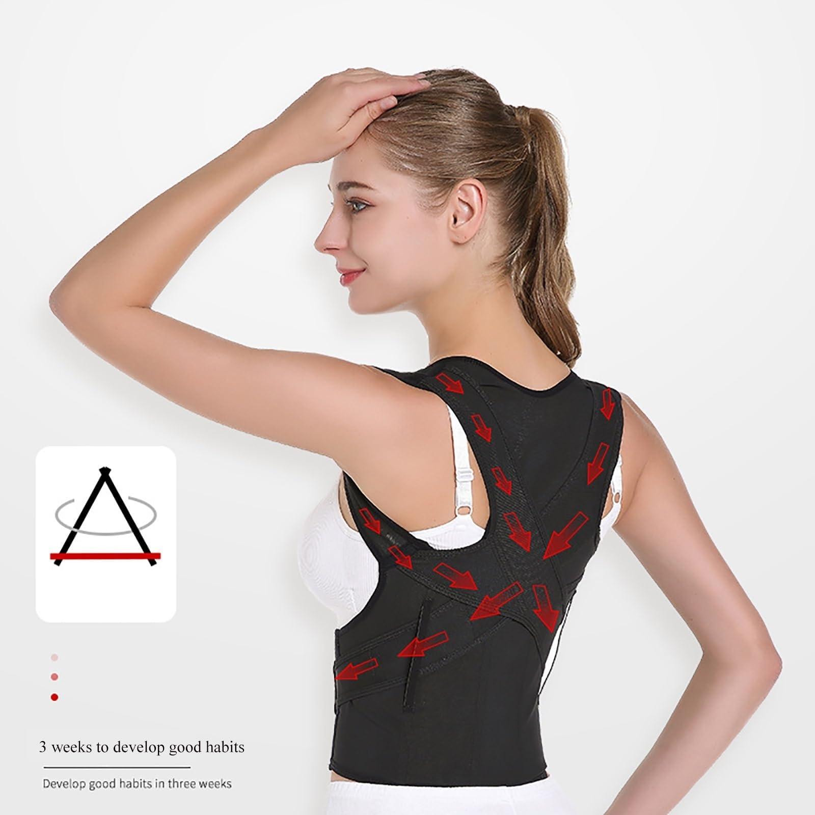 LUXRUB LUXRUB Invisible Posture Corrector Adjustable Full Back Support Teenage Students Hunchback Correction Straps Men Women Corset Orthopedic Vest Shoulder Straightener (Color : Black, Size : 3X-Large)