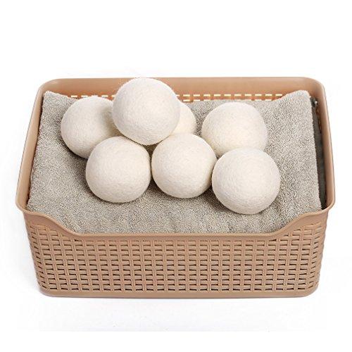 KINTOR KINTOR Wool Dryer Balls XL 6 Pack 2.95", 100% New Zealand Wool Organic Fabric Softener, Hypoallergenic Baby Safe & Unscented, Chemical Free to Reduce Wrinkles & Static Cling, Shorten Drying Time