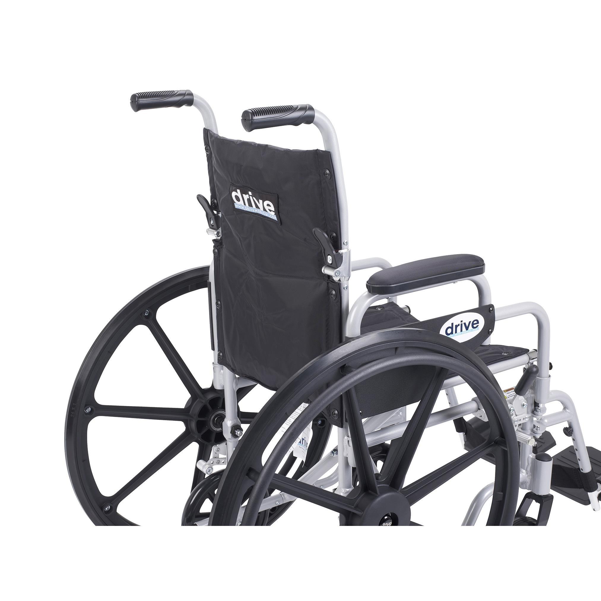 Drive Medical Drive Medical TR20 Poly-Fly Transport Wheelchair, Silver
