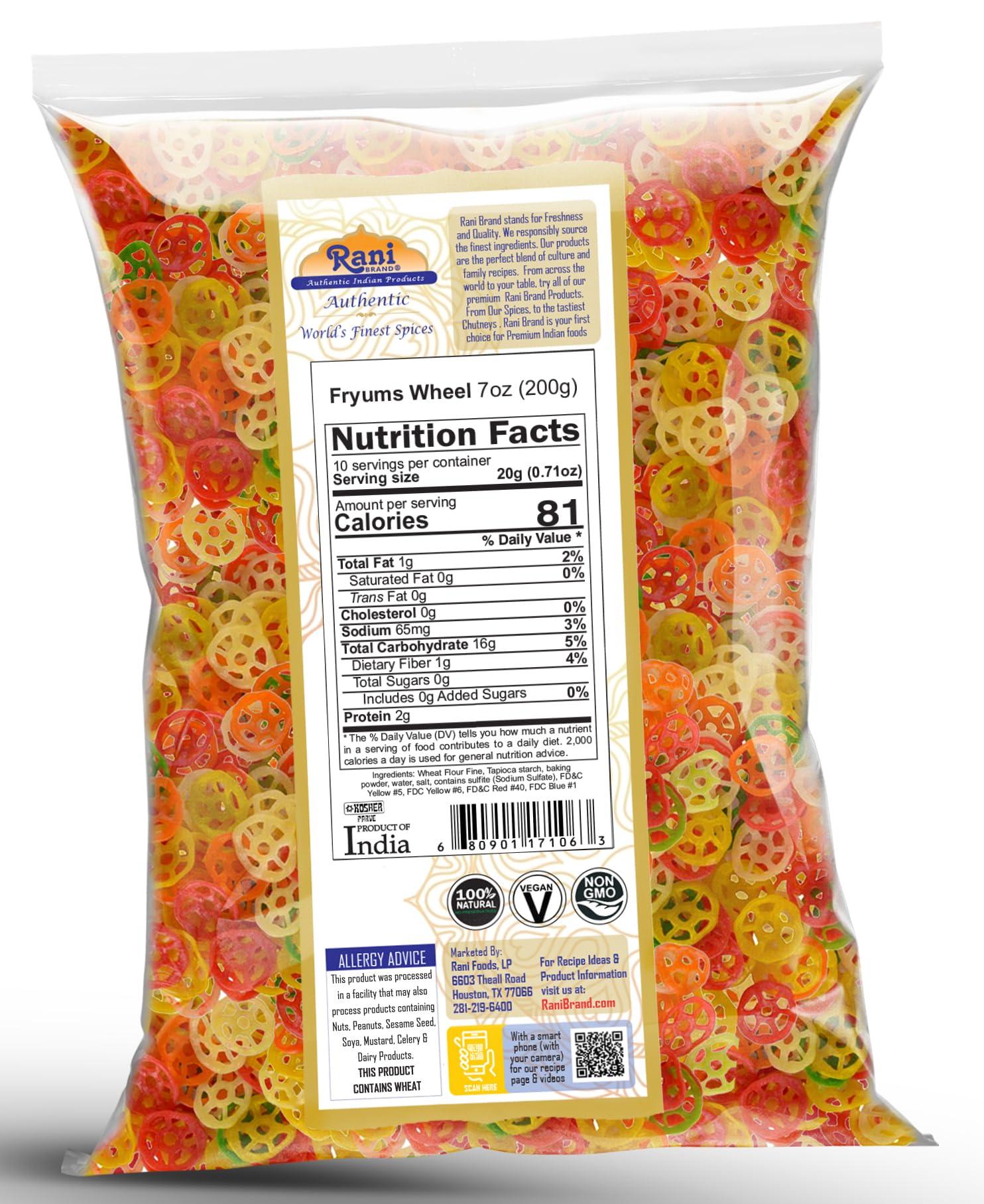 Rani Brand Authentic Indian Products Rani Far Far/Fryums (Wheat & Tapioca Pellet) Wheel Shape 7oz (200g) ~ Vegan, Kosher, Uncooked, Used to Make Papad, Bhungra/Chip Snack
