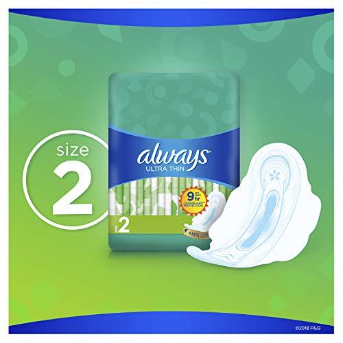 Always Always Ultra Thin, Size 2, Super Pads with Wings, Unscented, 32 Count