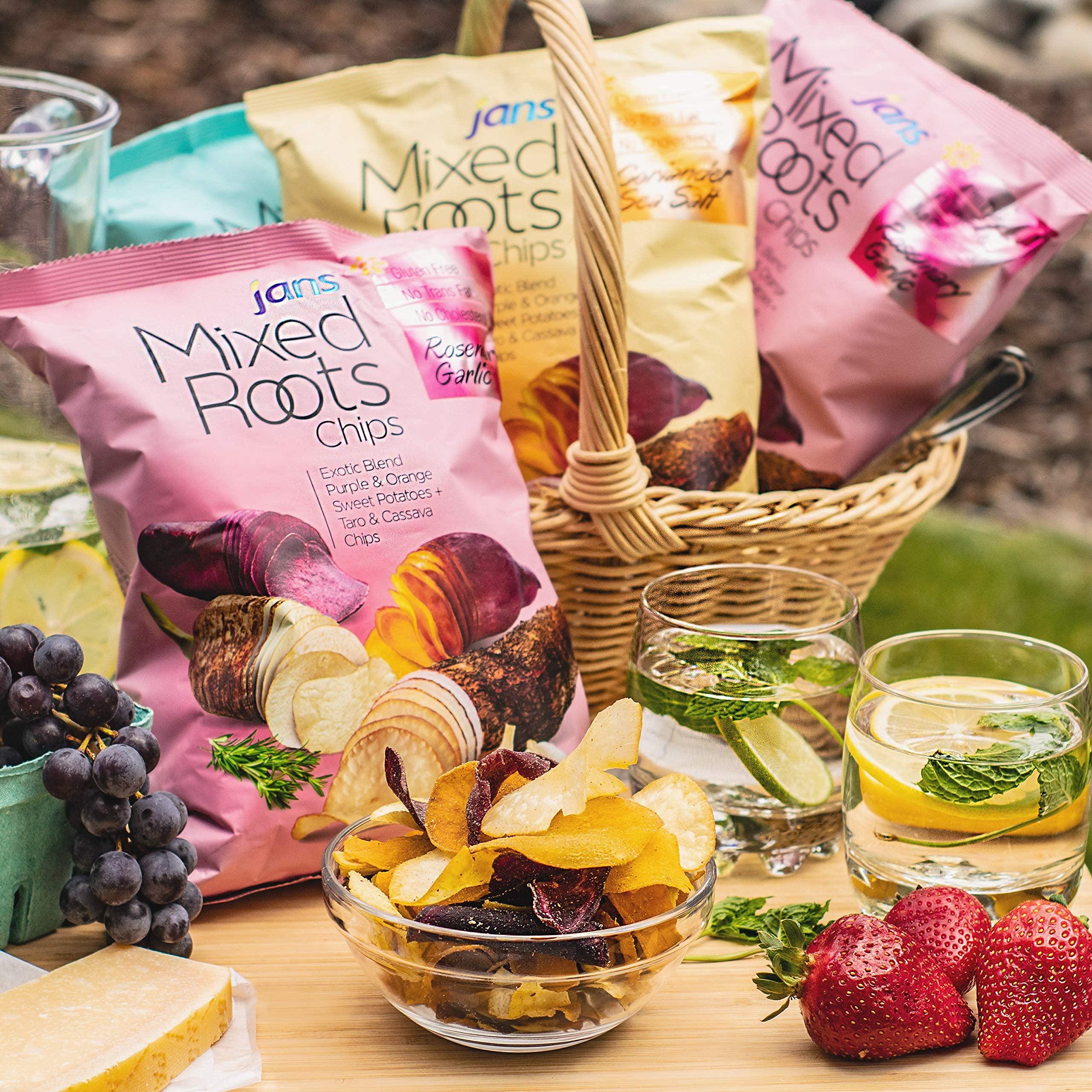 Jans Mixed Roots Chips - All Natural Vegetable Chips (Coriander Sea Salt, 2.8 oz) | Trans Fat & Cholesterol Free | Gluten Free & Non-GMO | No Preservatives Exotic Roots