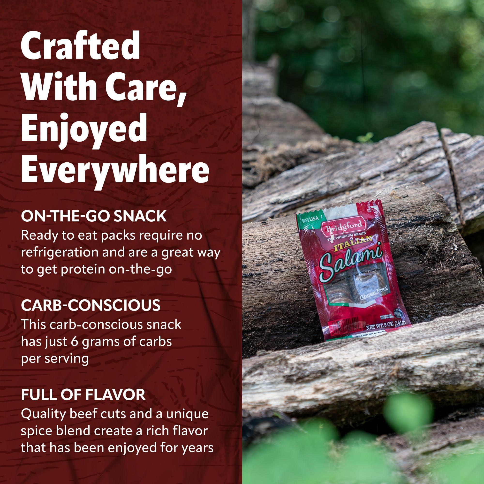 Bridgford Bridgford Italian Salami 5 oz Pack of 2 - Zero Carb Healthy Salami Sliced Charcuterie Meat for Your Charcuterie Boards or Antipasto Platters - Ready-to-Eat Snack for On-the-Go Snacking