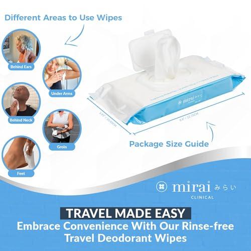 Mirai Mirai Clinical's Deodorizing Body Wipes for Women & Men - Cleansing & Refreshing Deodorant Wipes Women & Men Love - Fights Nonenal Body Odor - For Whole Body Usage - Unscented - 3 packs.