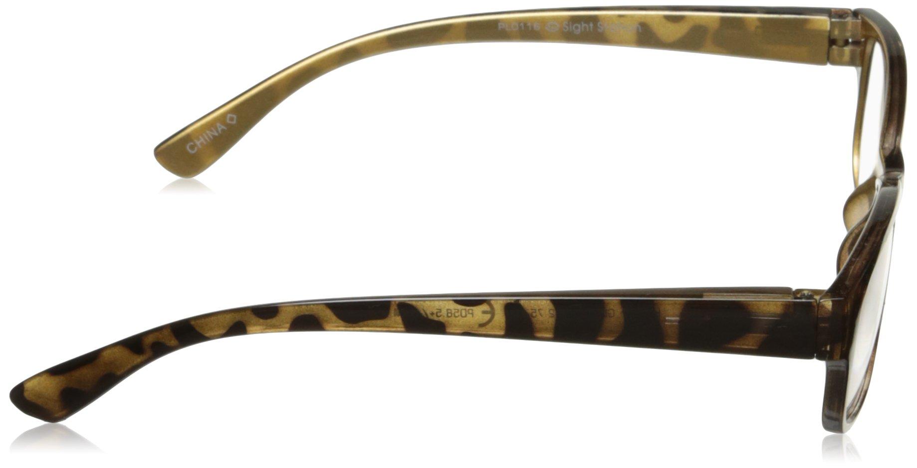 Sight Station Sight Station Women's Heather Square Reading Glasses, Golden Tortoise, 52 mm + 2.75
