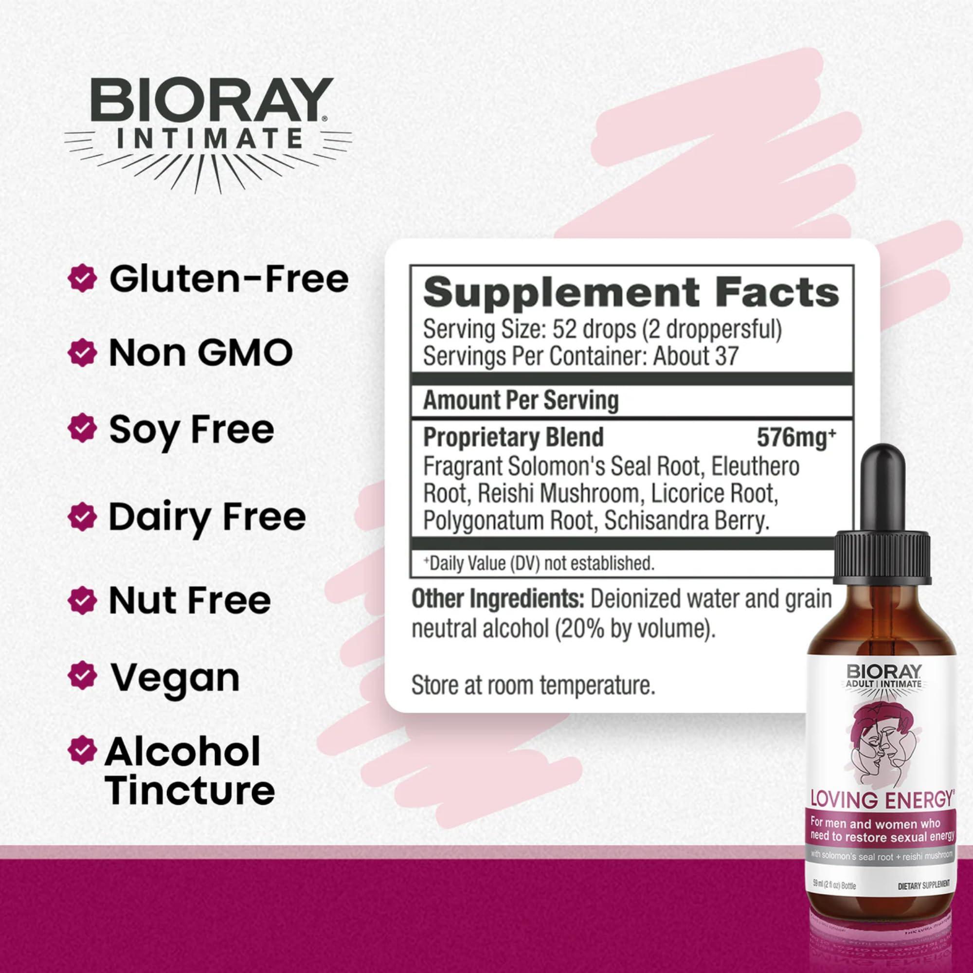 BIORAY BIORAY Intimate Loving Energy - 2 fl oz - with Medicinal Mushrooms - Non-GMO, Vegan, Gluten Free