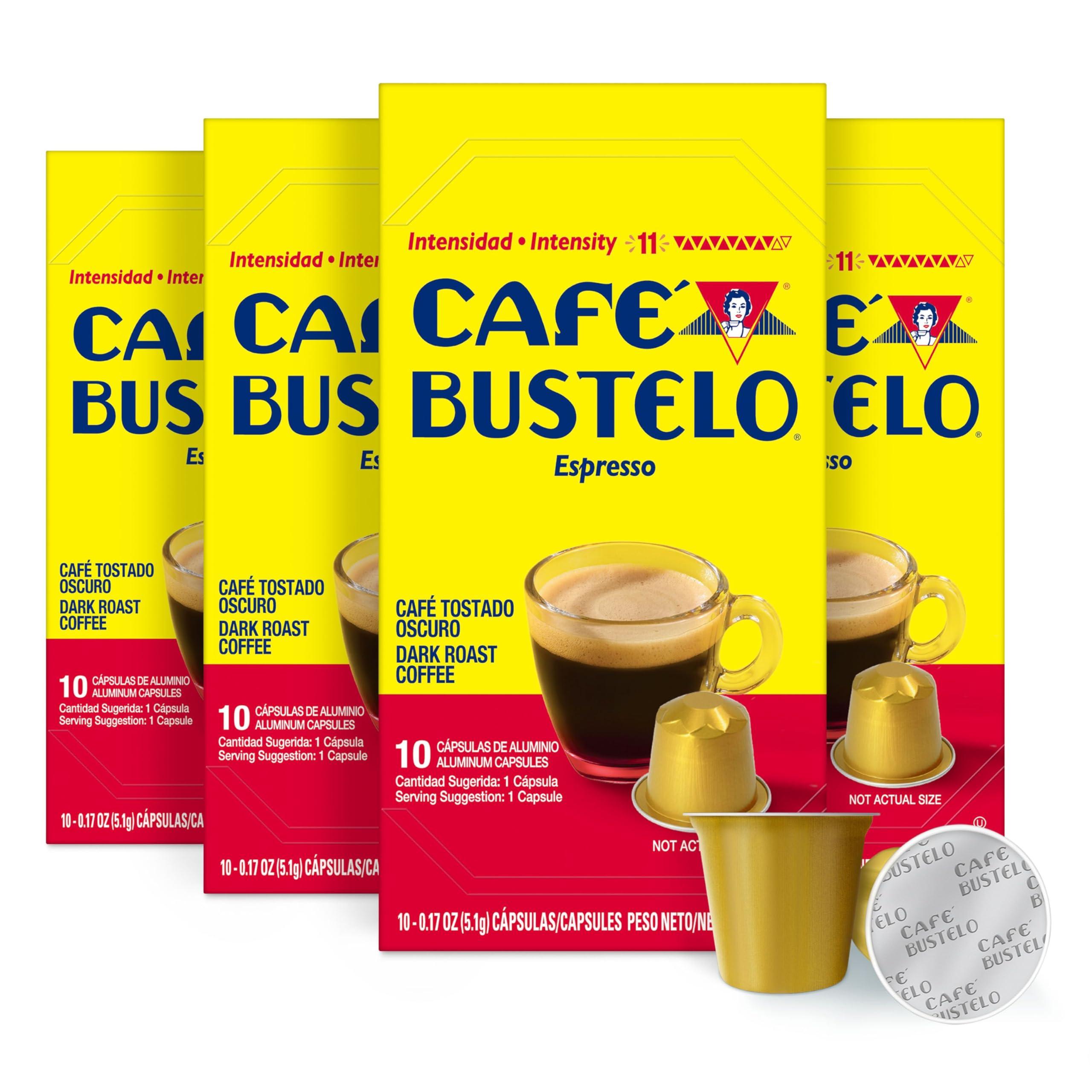 CAF BUSTELO Caf Bustelo Aluminum Espresso Capsules, Dark Roast Coffee, Nespresso OriginalLine Compatible, Intensity 11, 40 Count