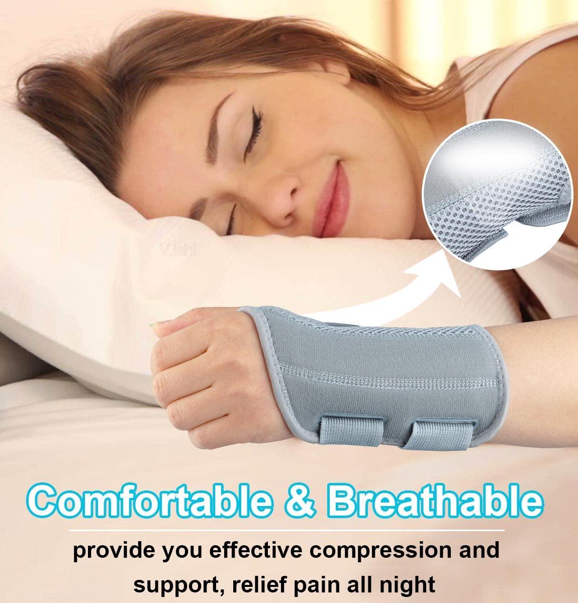 Kecartu Wrist Brace for Carpal Tunnel Pain Relief, Wrist Support Splint for Women Men,Sprain, Repetitive Strain, Adjustable Hand Brace for Sleeping Fits Right Left Hand for Arthritis (Grey, Left Hand, S/M)