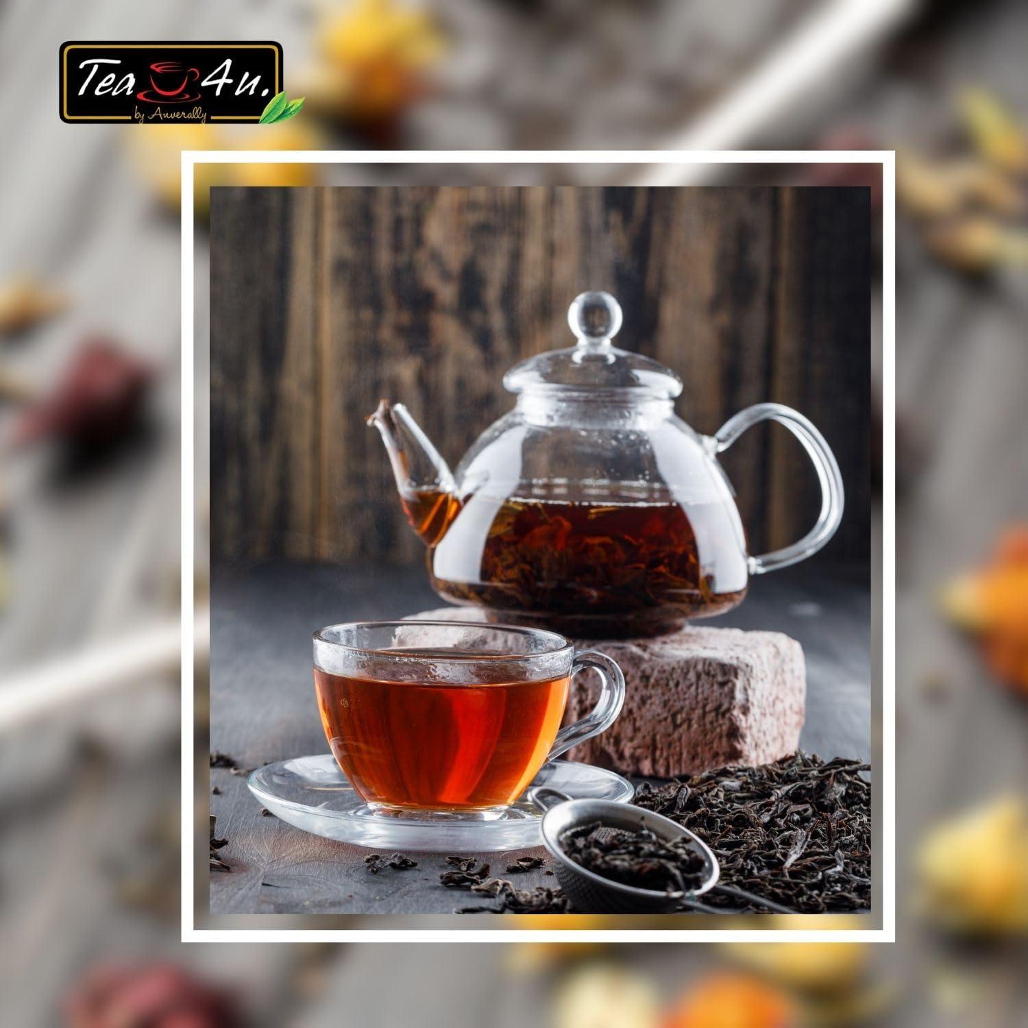 TEA 4U. BY ANVERALLY Tea4U FBOP Tips Loose Black Ceylon Tea, Fresh Handpicked Leaves with Metal Canister