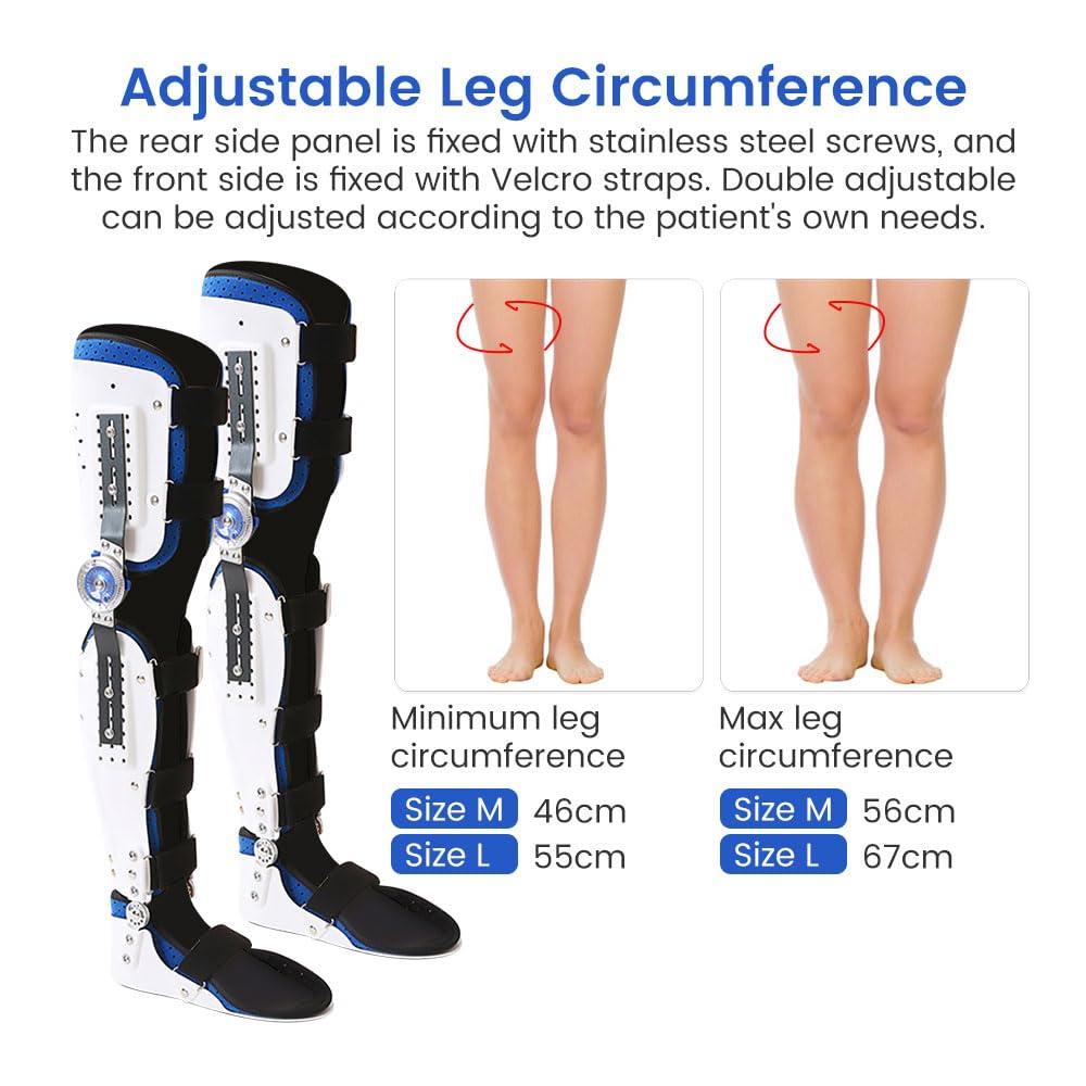 GARCAN Knee Joint Fixed Brace Full Leg Brace Adjustable Knee Support Immobilizer Breathable Thigh Knee Ankle Foot Supports Orthosis Soft and Breathable Helps to Improve Balance Leg Stre,Right,L