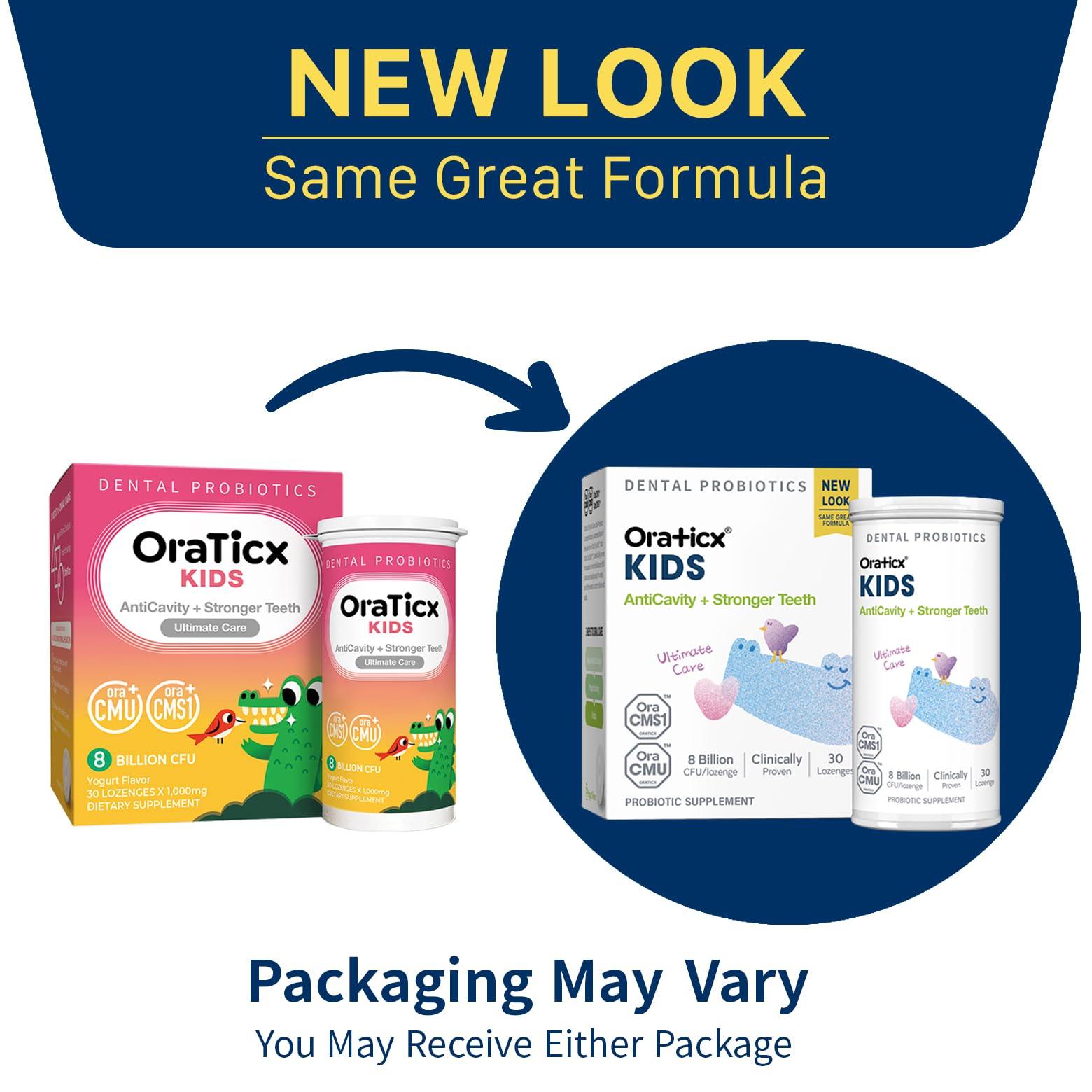 OraTicx OraTicx Kids Dental Probiotics for Anti-Cavity + Healthy Teeth and Gums, 8 Billion CFU Probiotics for Oral Health, Sugar Free Yogurt Flavor 1-Pack