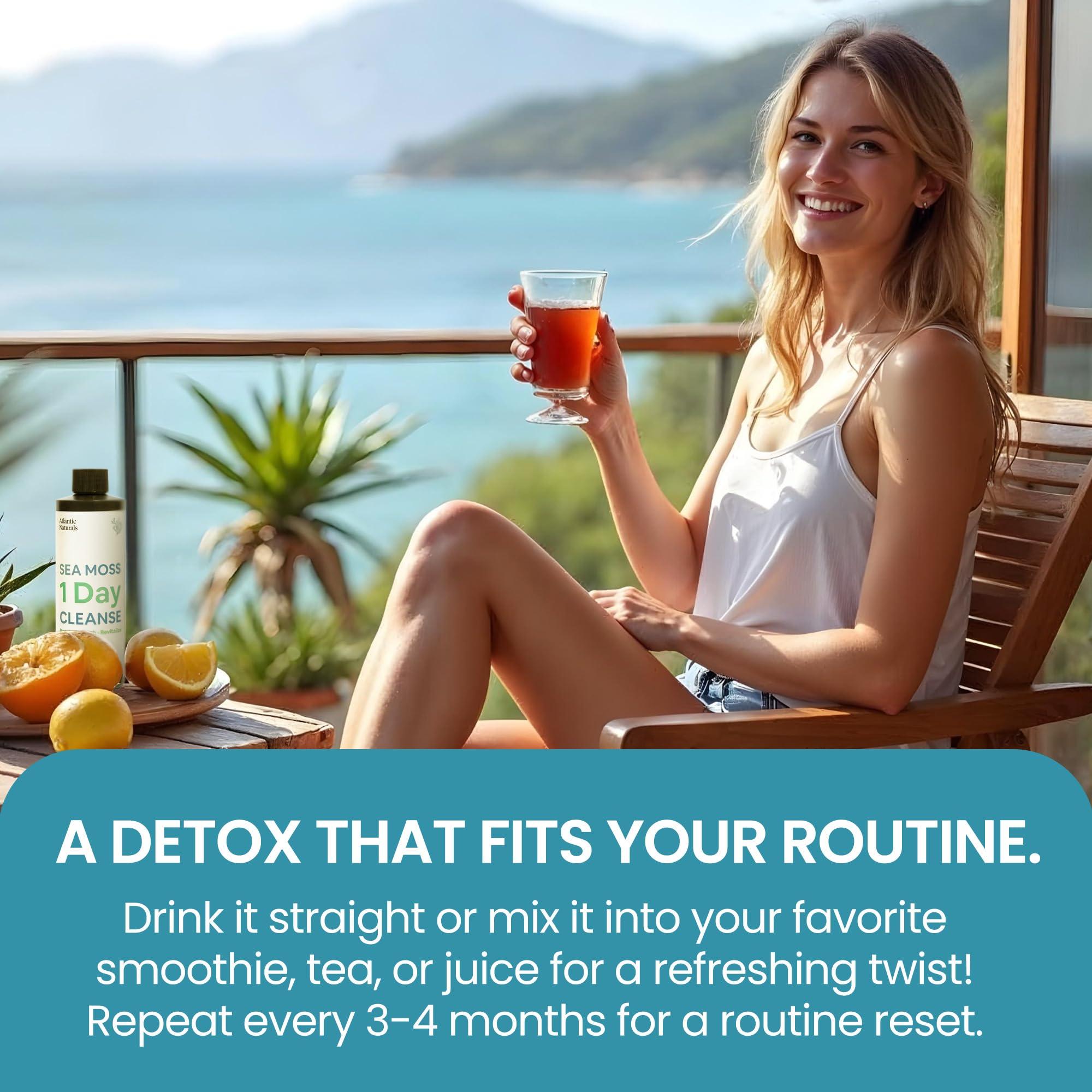 Atlantic Naturals Atlantic Naturals - 1 Day Colon Cleanse Full Body Detox Drink - Sea Moss Supplement for Women & Men, Gut Health, Kidney & Liver Immune Energy Enhancer Gut Cleanse - Lemon Flavor Juice, 8 fl oz