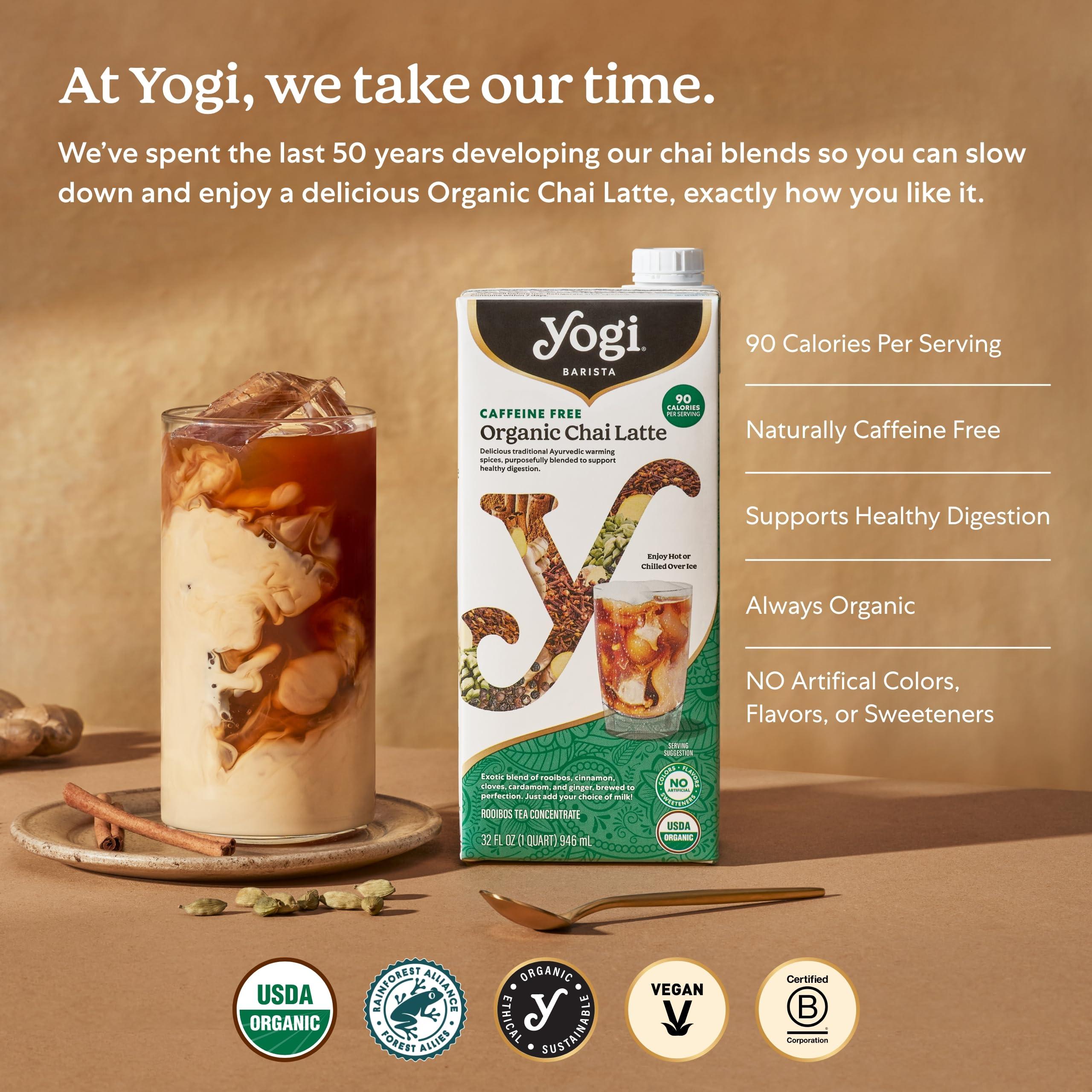 Yogi Yogi Barista Caffeine-Free Organic Chai Latte - 32 Fluid Oz (3 Pack) - Organic Chai Tea Concentrate - Supports Healthy Digestion - Includes Rooibos Tea, Ginger, Cardamom, Cinnamon & More