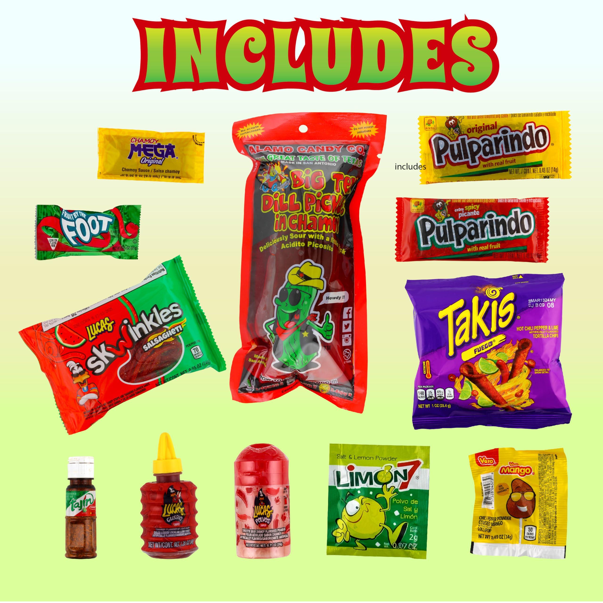 LookOn Original Chamoy Pickle Kit, Ready to Make the Famous TikTok Trend, Includes Alamo Dill Pickle, Baby Lucas, Lucas Gusano, Skwinkles Salsaghetti, Tajin & Pulparindo by LookOn