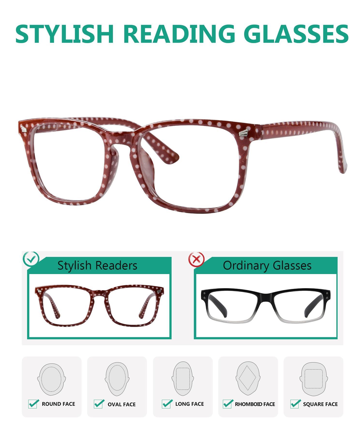 Eyekepper Eyekeppe 4 Pack Reading Glasses Polka Dots Pattern Readers for Women Reading