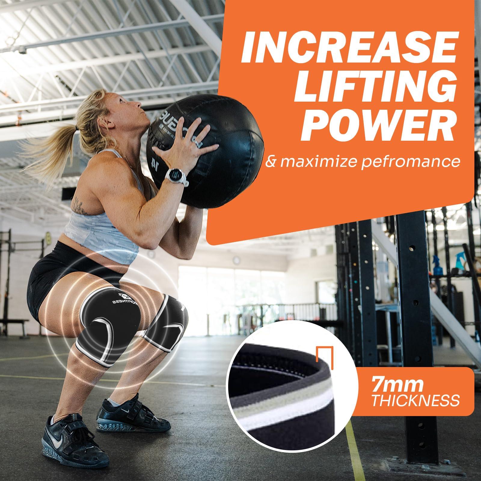 ProFitness ProFitness Knee Sleeve Weightlifting - Knee Brace for Men Workout Support for Working belt weightlifting Out, belt for weightlifting Squats, Weight Lifting, Functional Fitness (Black/Black, Medium)