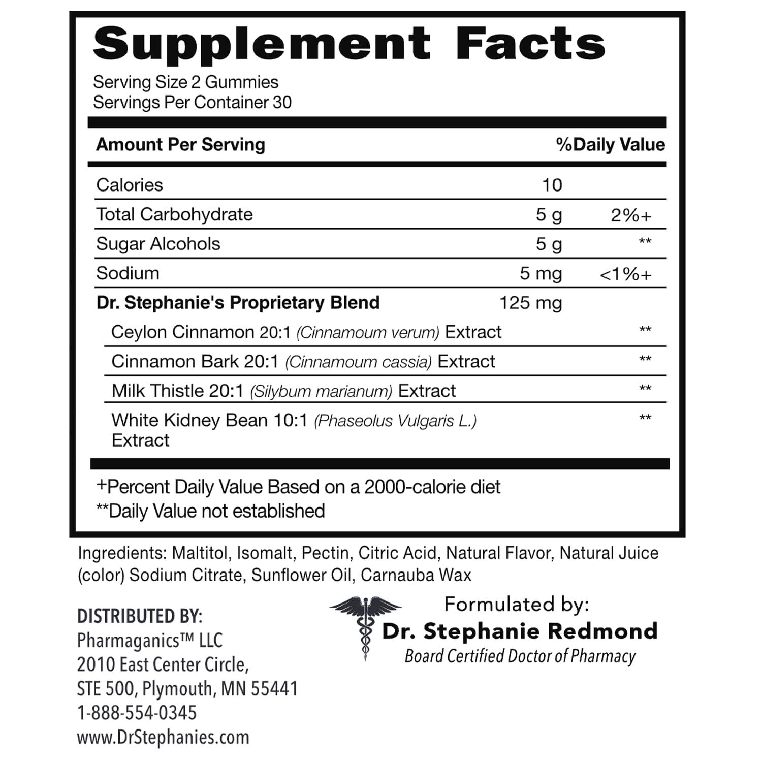 Pharmaganics Pharmaganics Dr. Stephanies SugarDown Gummies Ceylon & Cassia Cinnamon Supplement - 0g Sugar