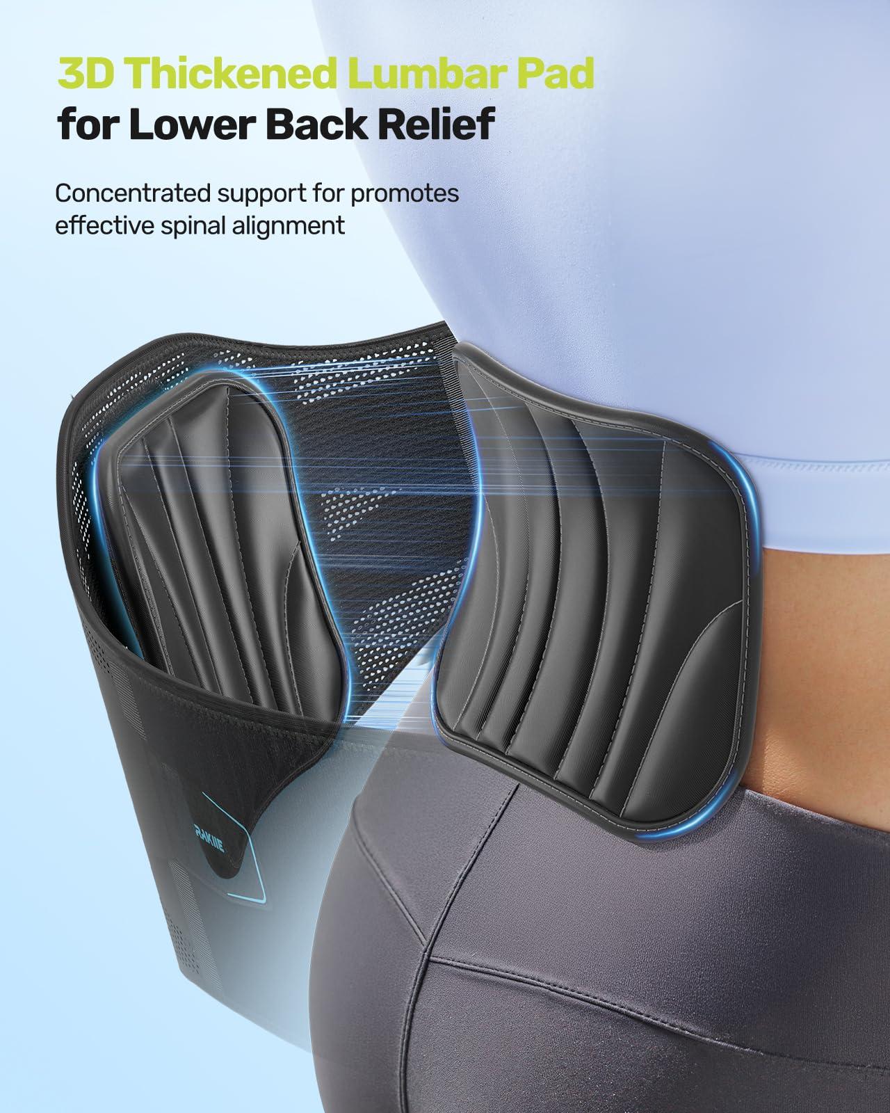Rakiie Rakiie Back Brace for Lower Back Pain Women Men, Ergonomic Back Support Brace with Lumbar Pad, Adjustable Straps and Soft Breathable Mesh Fabric, Lumbar Back Support Belt Relief from Sciatica, Herniated Disc, Size M (Waist: 33.5\"-39.4\")