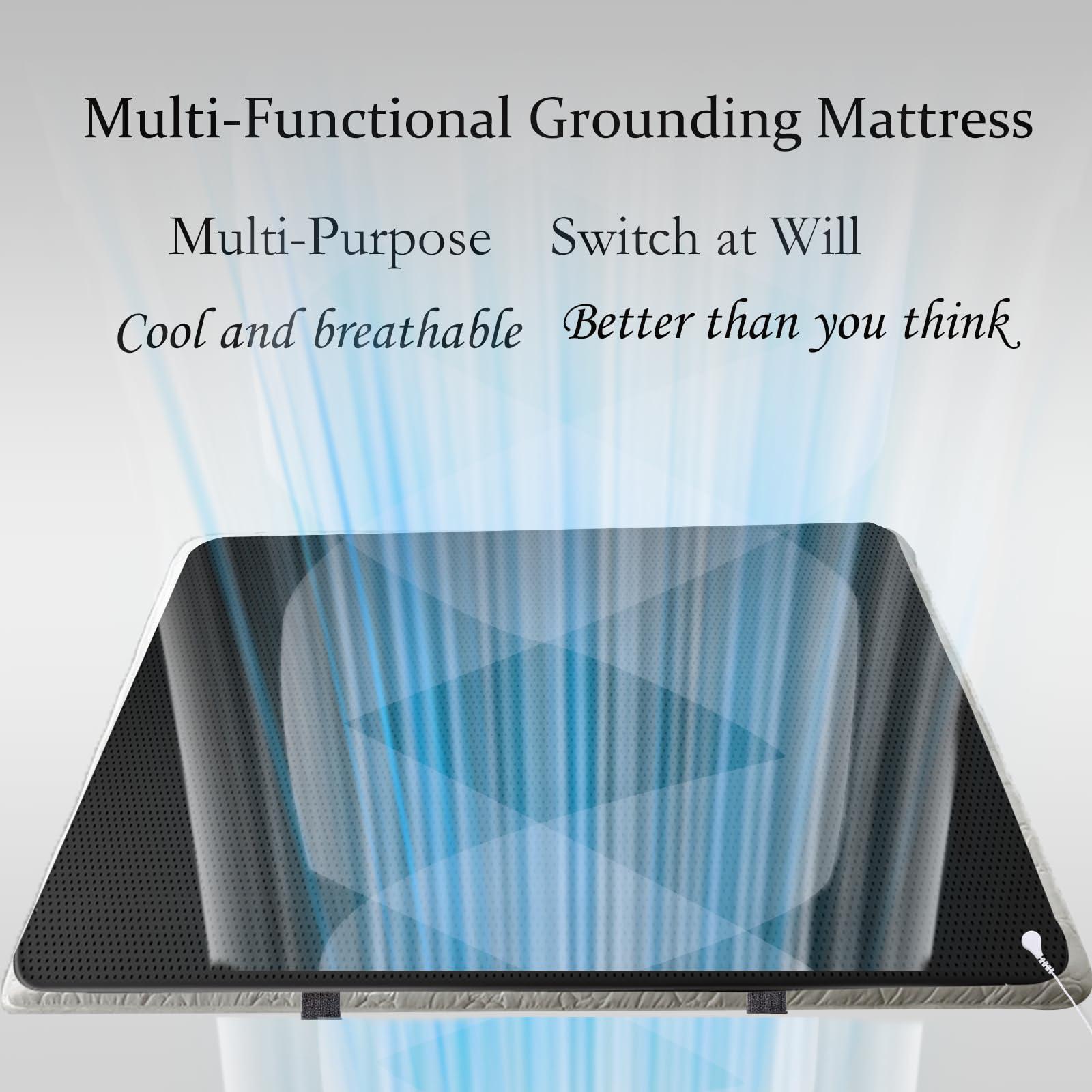 NIULAFR Grounding Mat for Bed,Grounding Pad for Sleep, Improve Sleep, Pain and Stress Relief, Anti-Slip PU Leather Grounding Healthy Therapy Mattress at Home, Office, Work with Grounding Cord(54x78 Inch)