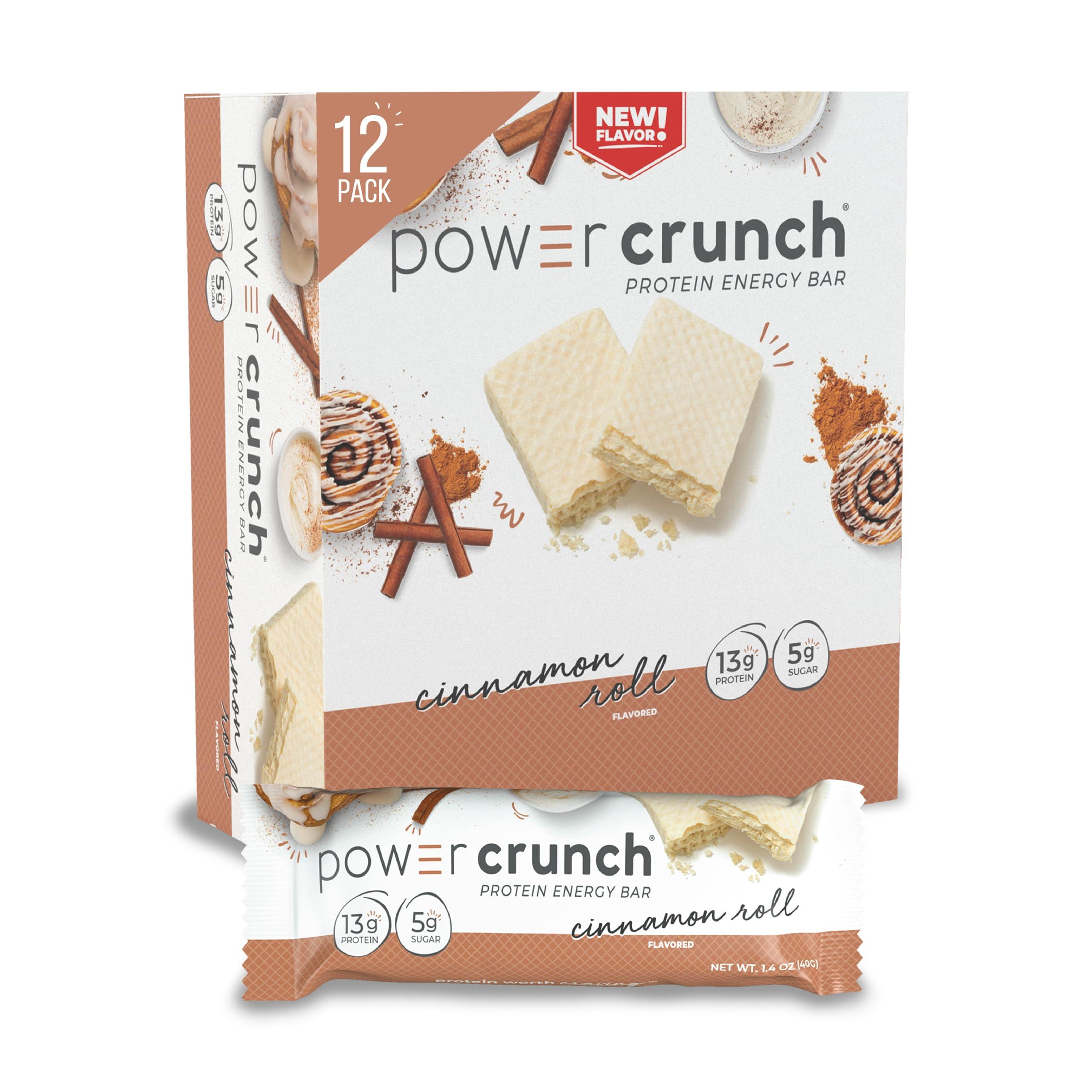 Power Crunch Power Crunch Protein Wafer Bars, High Protein Snacks, Peanut Butter Fudge, 1.4 Ounce (12 Count) and Cinnamon Roll, 1.4 Ounce (12 Count)