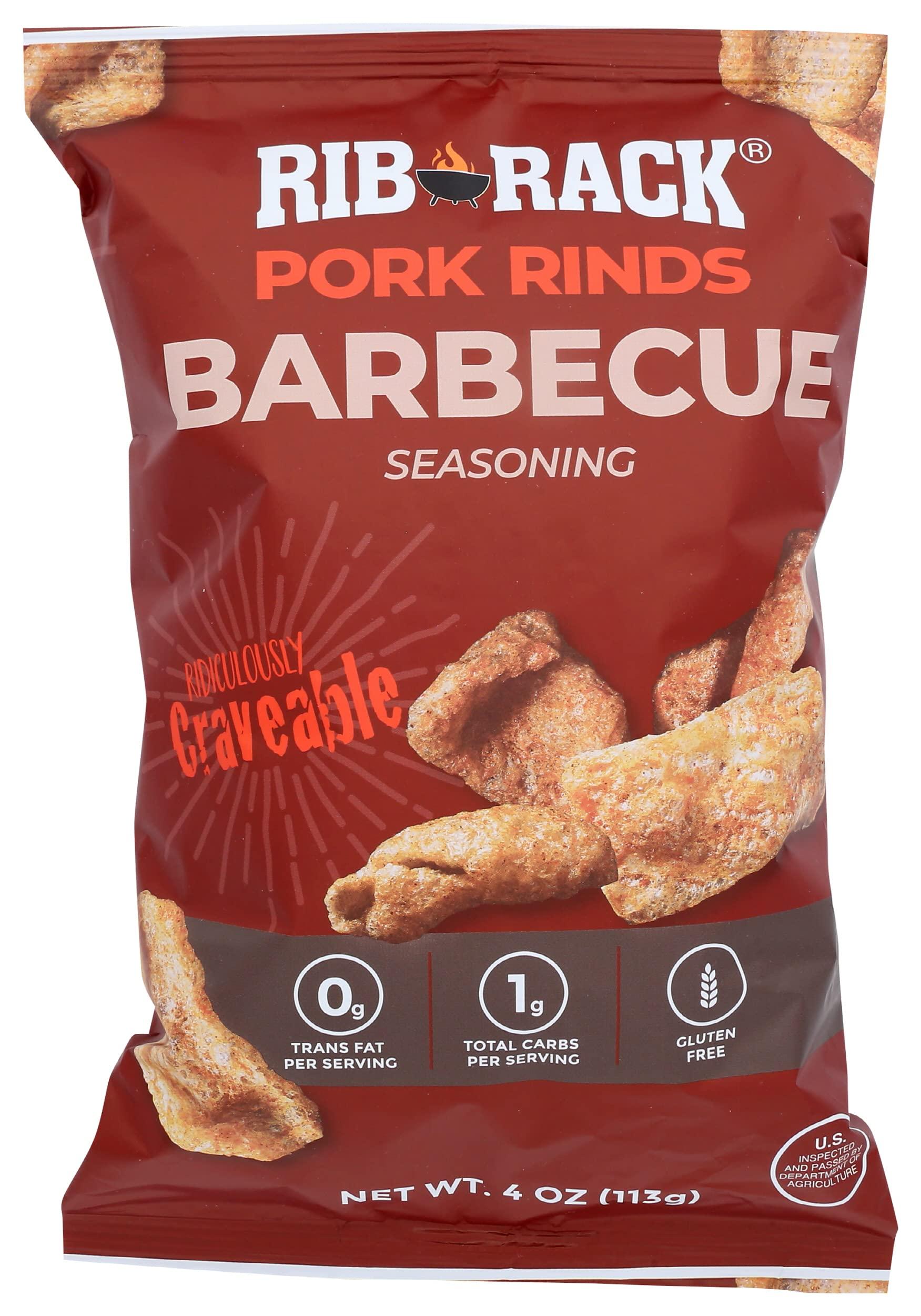 Rib Rack Rib Rack Barbecue Flavored Pork Rinds, Gluten Free, 4 Ounces (Pack Of 12)