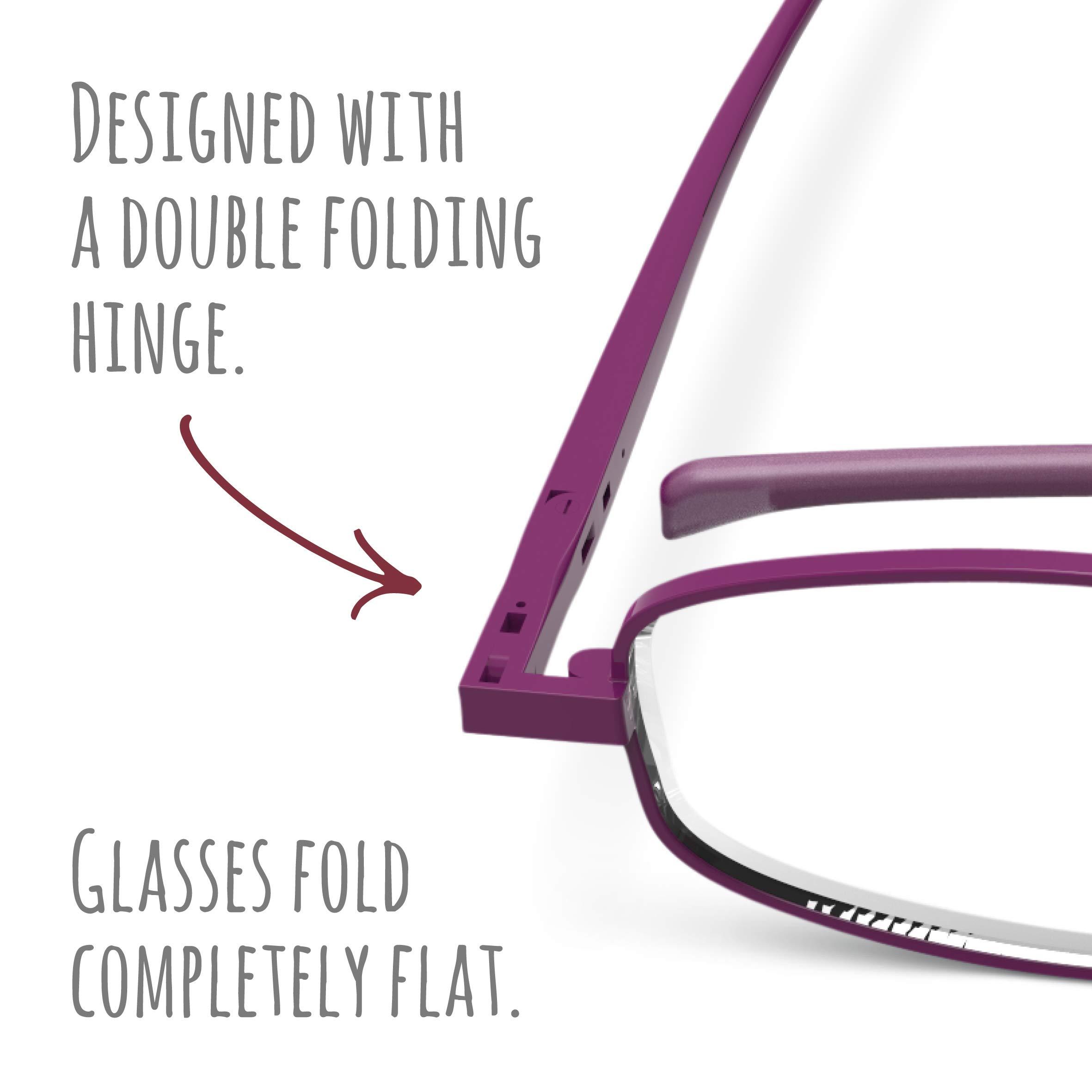 IF IF Compact Lenses Readers Slim Flat-Folding Unisex Reading Glasses - Orchid, +3.0\"
