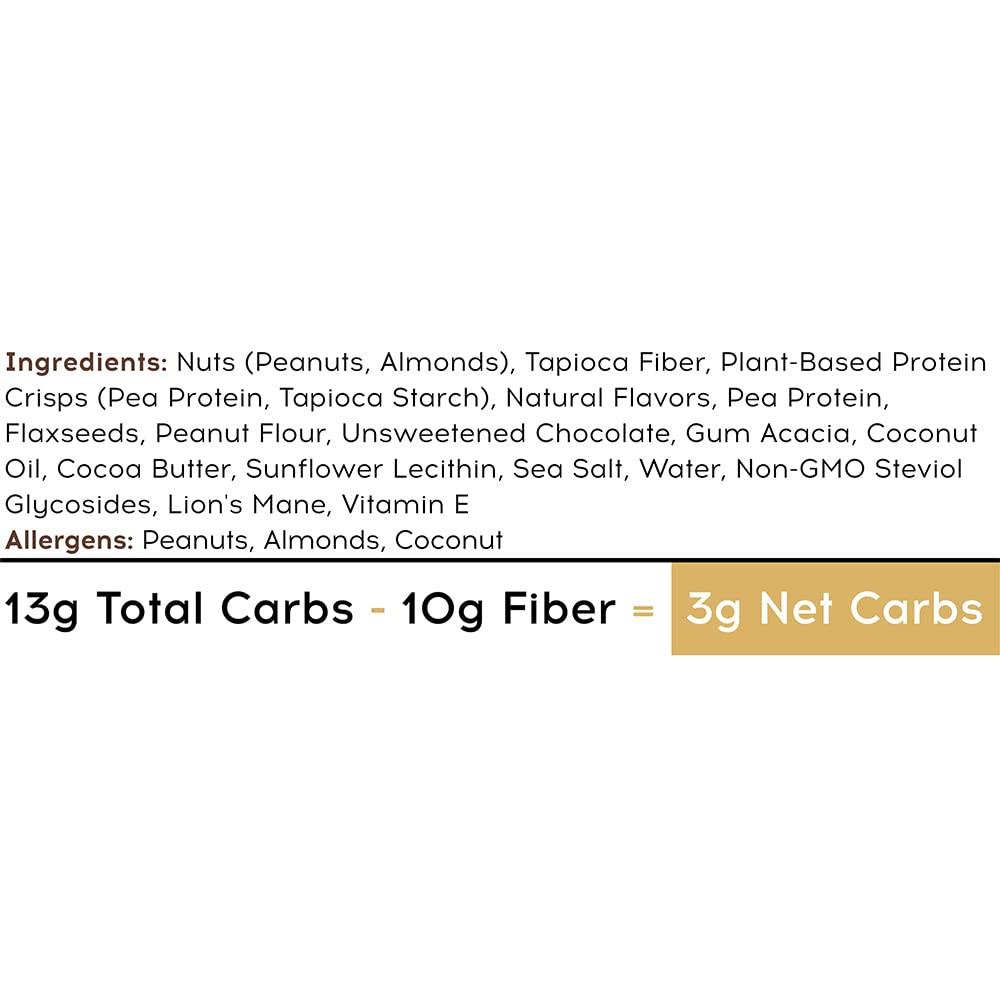 IQBAR IQBAR Brain and Body Keto Protein Bars - Peanut Butter Chip Keto Bars - 4 Count Energy Bars - Low Carb Protein Bars - High Fiber Vegan Bars and Low Sugar Meal Replacement Bars - Vegan Snack