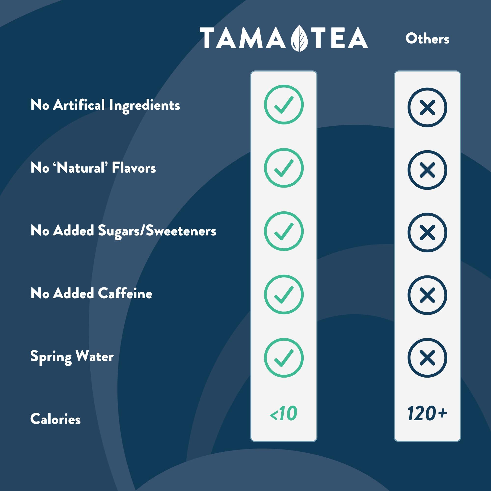Tama Tea Sparkling Yerba Mate Variety Pack by Tama Tea - Unsweetened Natural Energy Drink with Real Fruit & Herbs - Healthy Caffeine Drink Alternative - 120mg of Caffeine, 10 Calories - 12oz Pack of 12