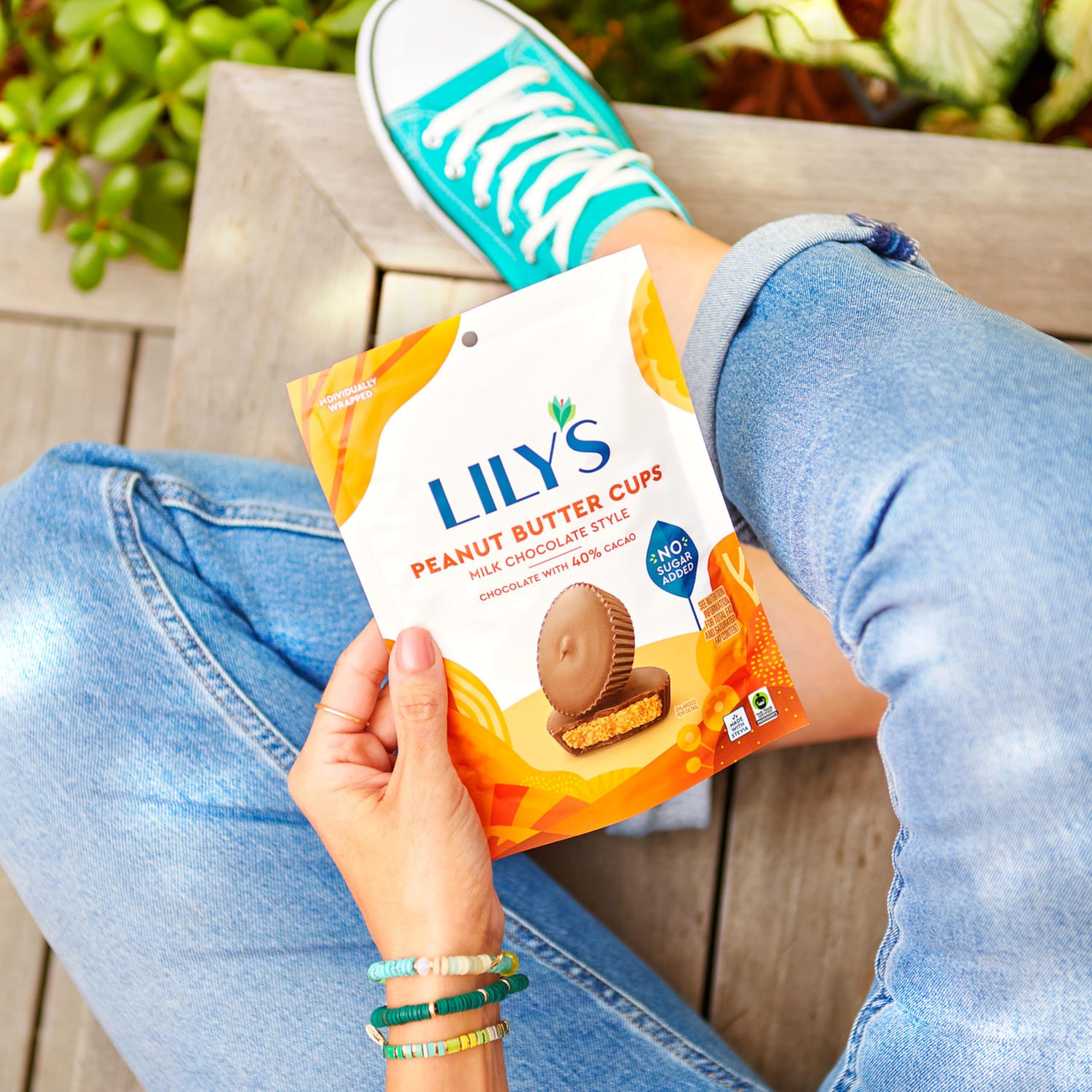 Lily's LILY\'S Milk Chocolate Style Peanut Butter Cups No Sugar Added, Sweets Bag, 3.2 oz