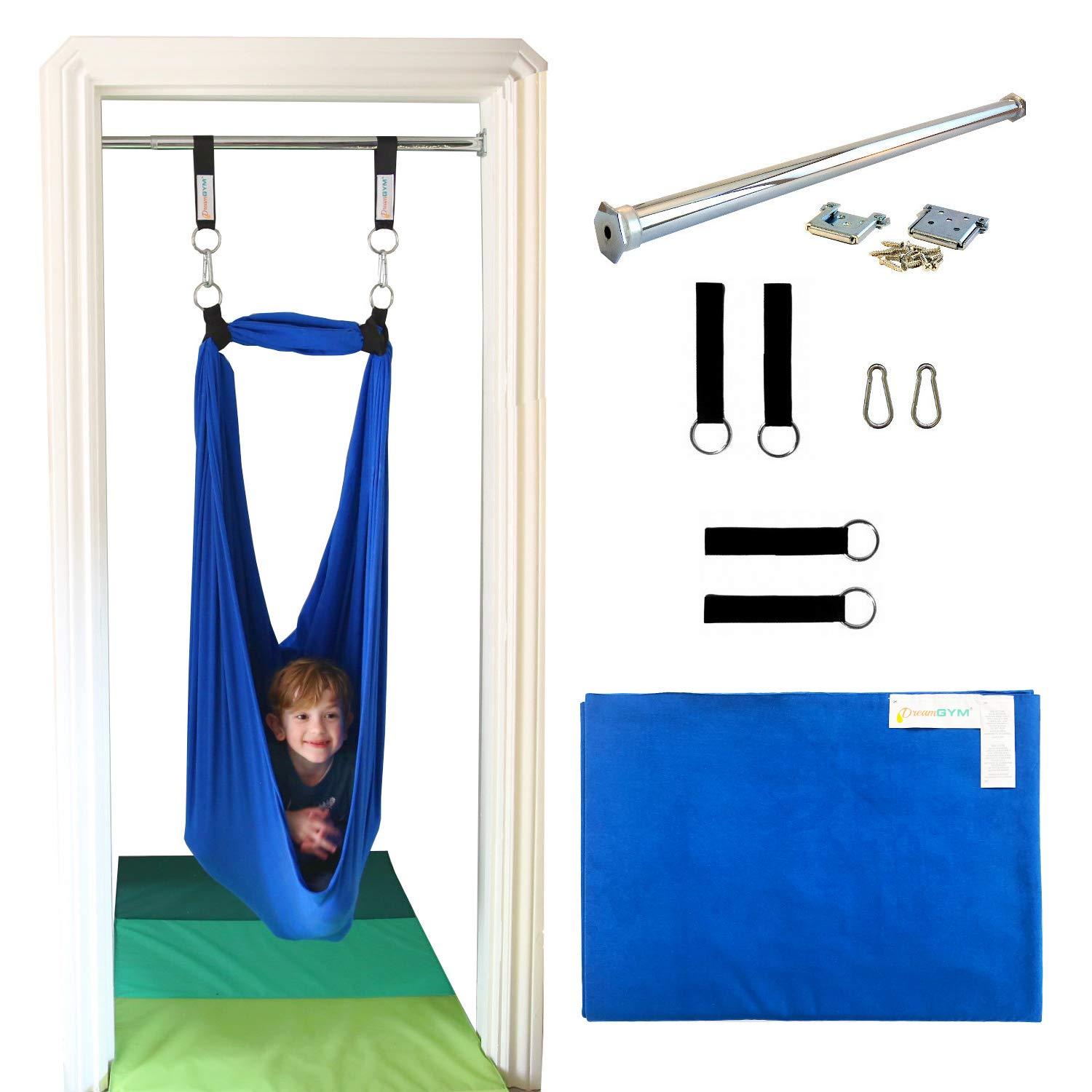 DreamGYM DreamGYM Doorway Sensory Swing Kit - Blue Compression Swing - 95 Cotton