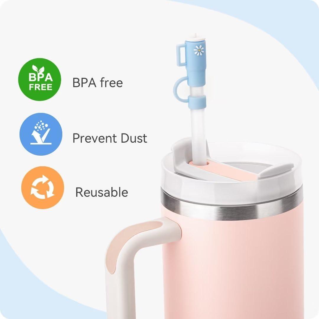 Prurex Prurex Straw Toppers Compatible with 30&40 Oz Tumbler with Handle, Silicone Straw Cover Cap for Stanley Cup, Reusable Straw Covers for 10mm 0.4\"Straws(6 pcs 3 Colors)