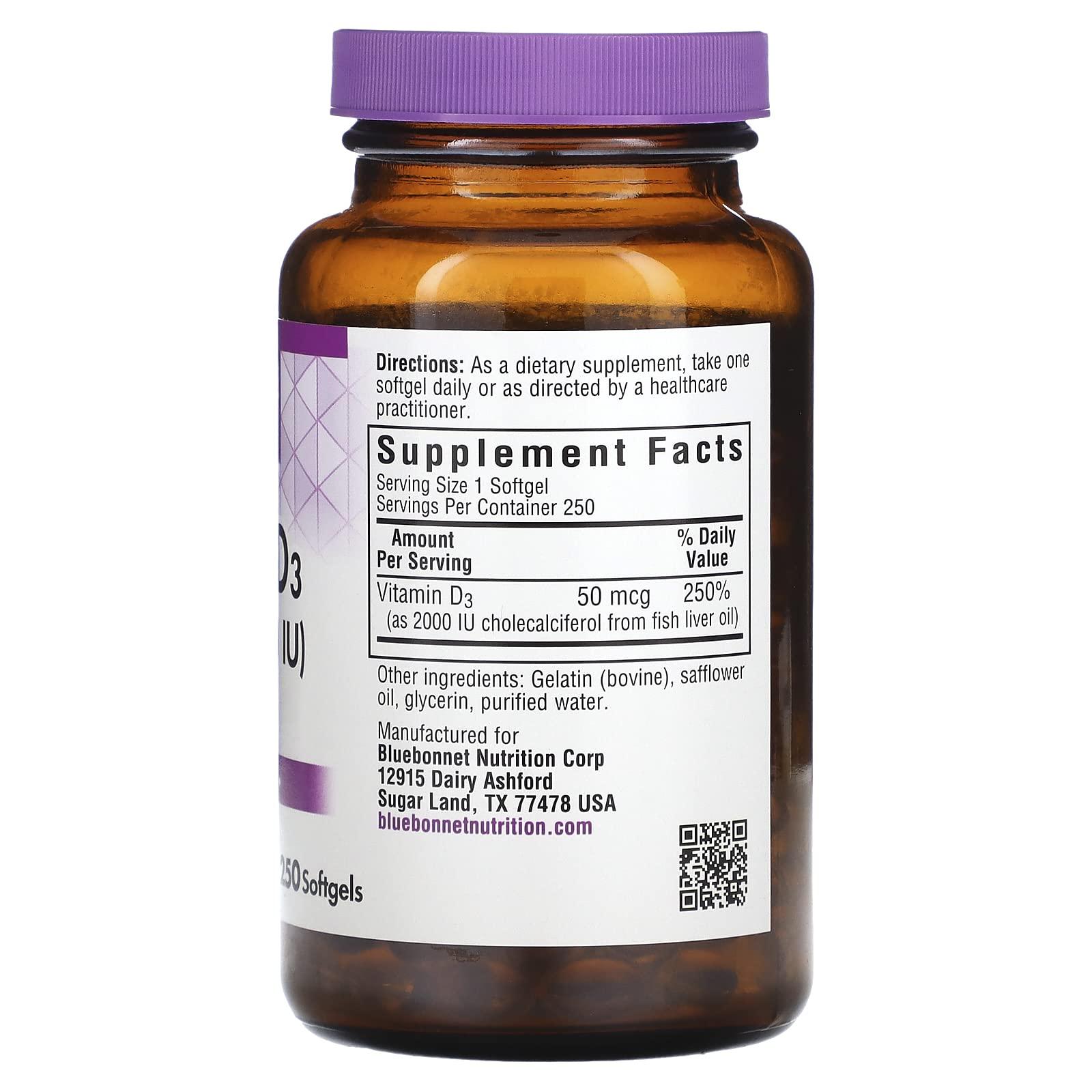 Bluebonnet Bluebonnet Nutrition Vitamin D3 2000 IU, 250 CT