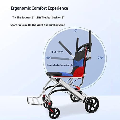 BLOHDI BLOHDI Folding Wheelchair, Ultra Lightweight Folding Wheelchair, Aluminium Alloy Portable Transport Wheelchair Trolleys for Elderly Aircraft Travel