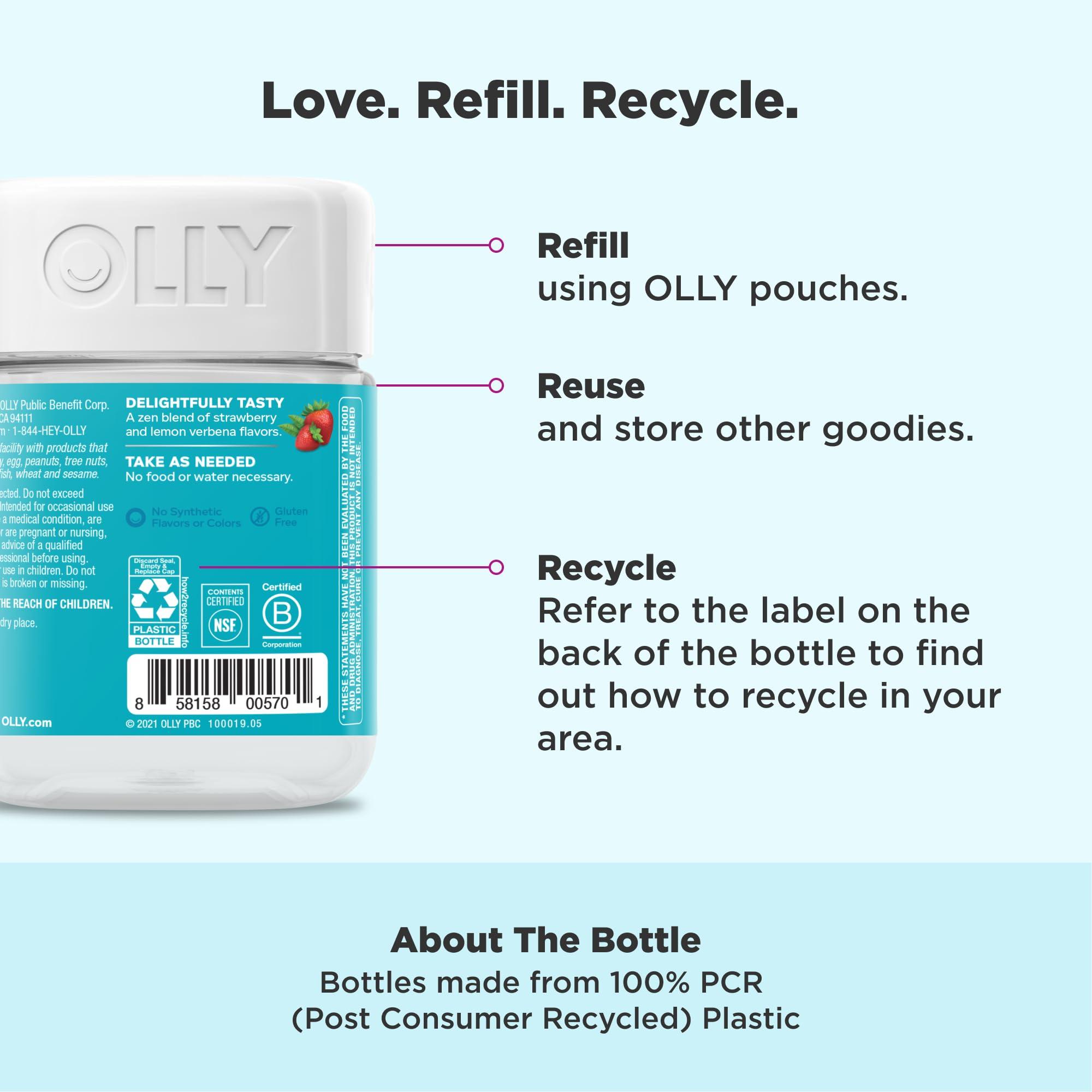 OLLY OLLY Goodbye Stress Gummy, GABA, L-Theanine, Lemon Balm, Stress Relief Supplement, Berry - 42 Count