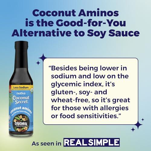 COCONUT SECRET Coconut Secret, Organic Liquid Coconut Aminos, 8 fl oz (pack of 3), All-Purpose Seasoning Sauce & Marinade, Soy-Free Soy Sauce Alternative, Low Sodium, Low Glycemic, Vegan & Gluten Free Stir Fry Sauce