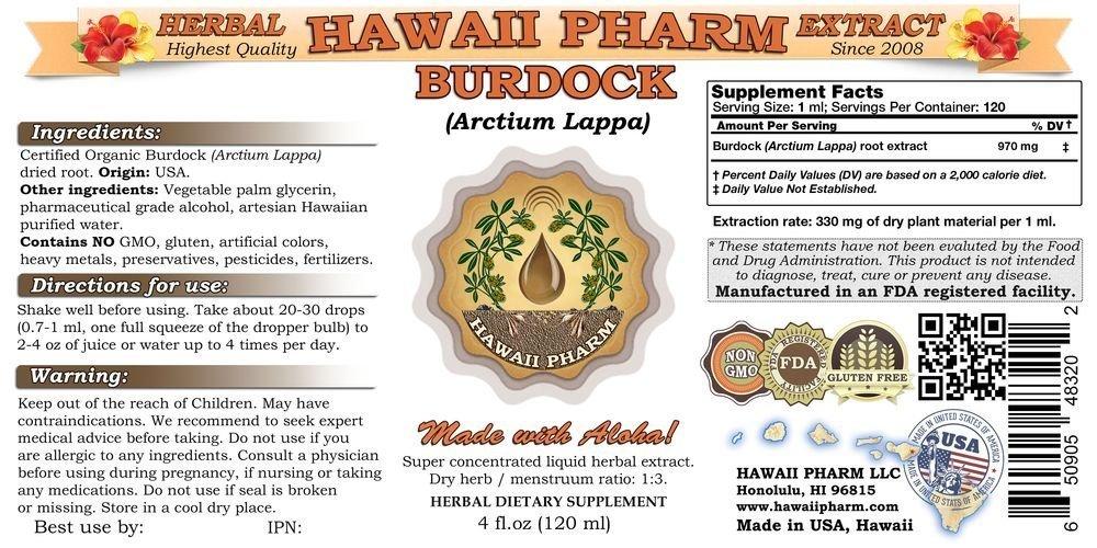 HawaiiPharm Burdock (Arctium Lappa) Liquid Extract 2 oz