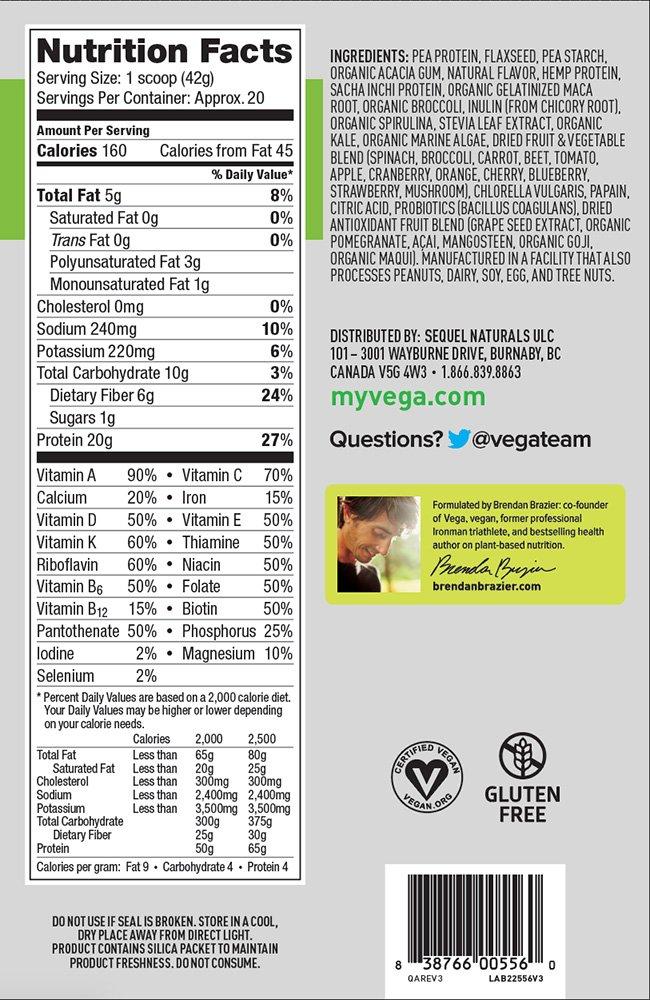 Vega Vega One All-In-One Nutrition Shake Coconut Almond (20 servings) - Plant Based Vegan Protein Powder, Non Dairy, Gluten Free, Non GMO, 29.4 Ounce (Pack of 1)