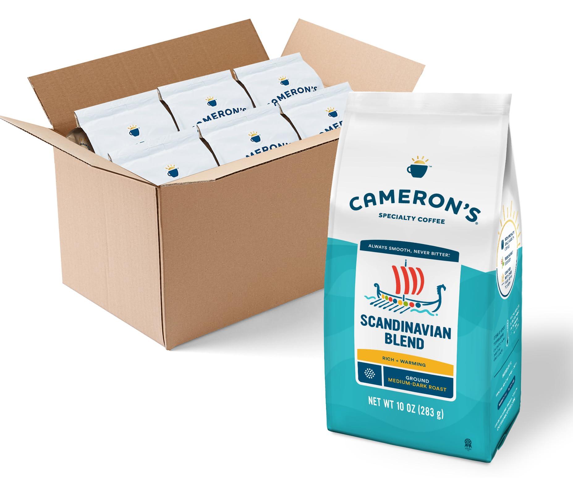 Cameron's Coffee Cameron's Coffee Scandinavian Blend Ground Coffee, Medium-Dark Roast, 100% Arabica, 10-Ounce Bag, (Pack of 6)