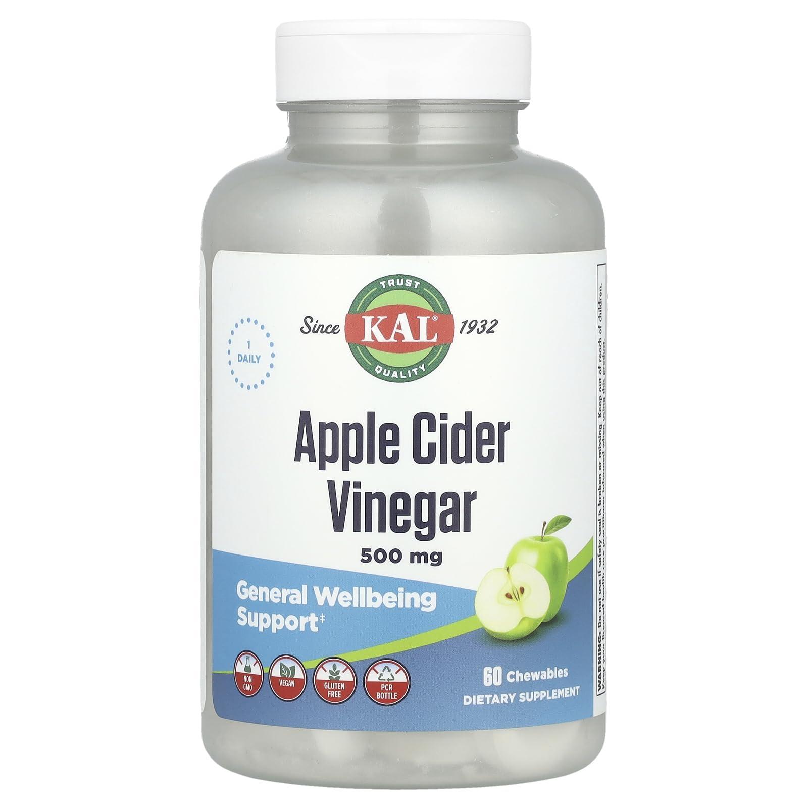 KAL Kal Apple Cider Vinegar - 500 mg - 60 Chewable Tablets