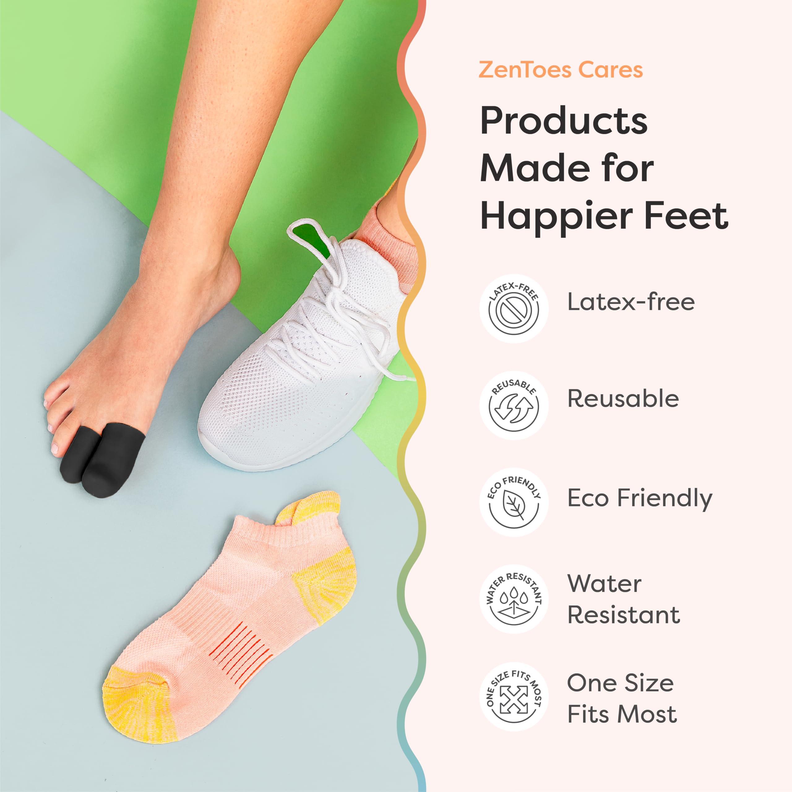 ZenToes ZenToes 6 Pack Gel Toe Cap and Protector - Cushions and Protects to Provide Relief from Missing or Ingrown Toenails, Corns, Blisters, Hammer Toes (Large, Black)