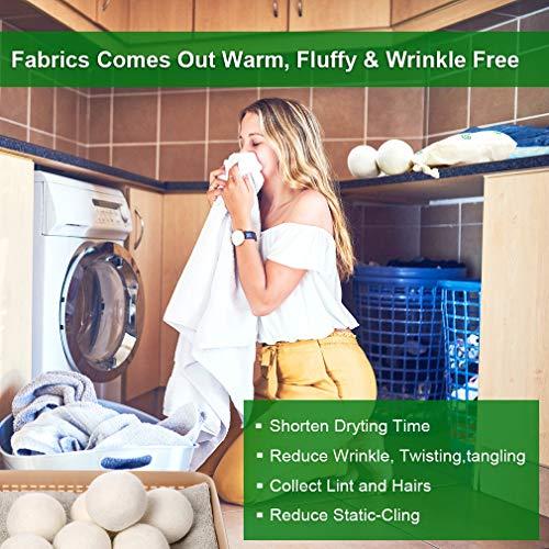 KINTOR KINTOR Wool Dryer Balls XL 6 Pack 2.95", 100% New Zealand Wool Organic Fabric Softener, Hypoallergenic Baby Safe & Unscented, Chemical Free to Reduce Wrinkles & Static Cling, Shorten Drying Time