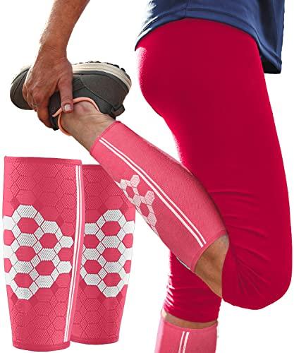 Sparthos Sparthos Calf Compression Sleeves (Pair) – Leg Compression Socks for Men and Women – Shin Splint Calf Pain Relief Air Travel Flight Nurses Maternity Basketball Football Soccer (Pink-M)