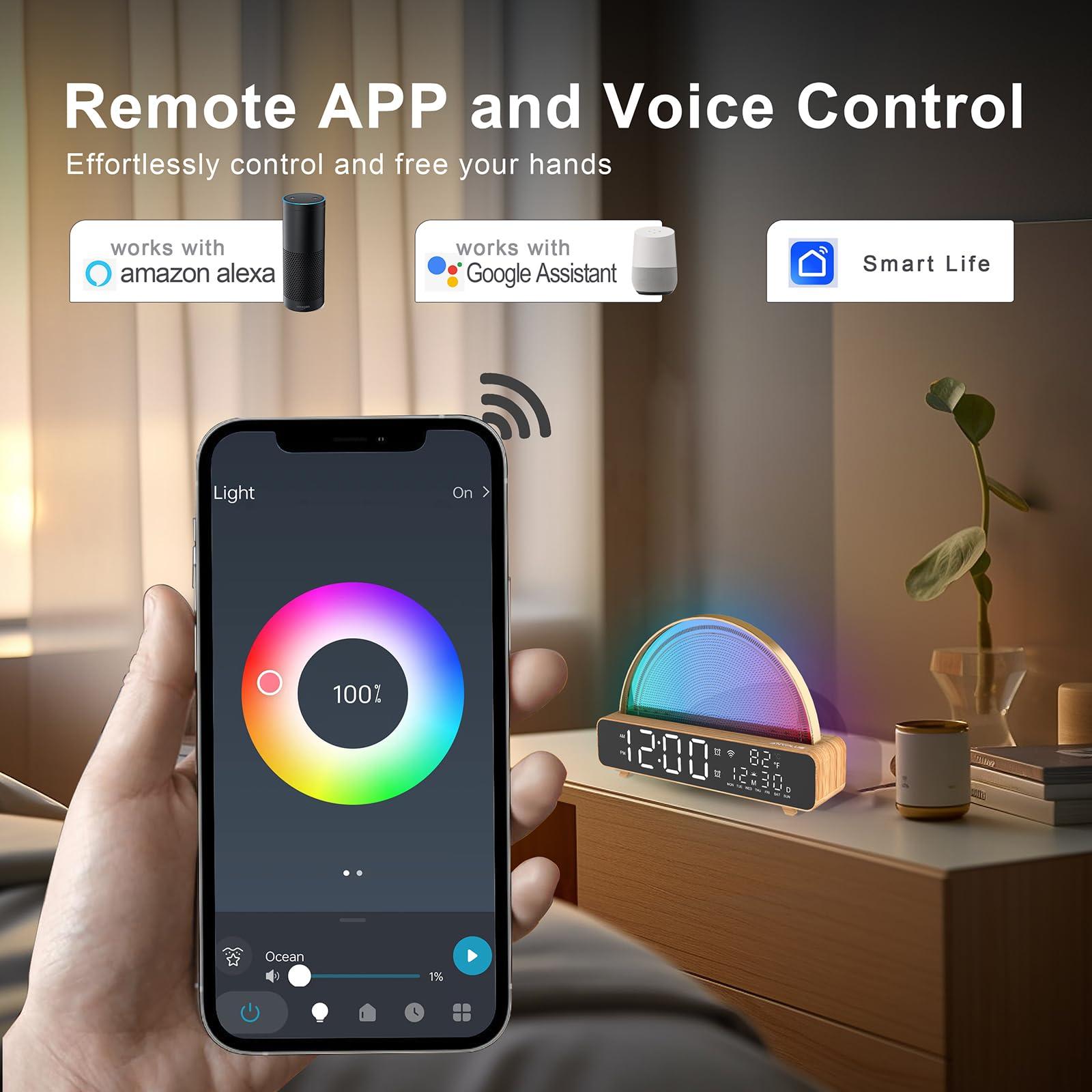 ANYPLUS ANYPLUS White Noise Sound Machine, Sunrise Alarm Clock APP/AI Voice Control Work for Bedroom, Sound Machine for Sleep with Touch Night Light, Sleep Aid, Snooze Timer, Dual Alarms, Sunrise Simulation