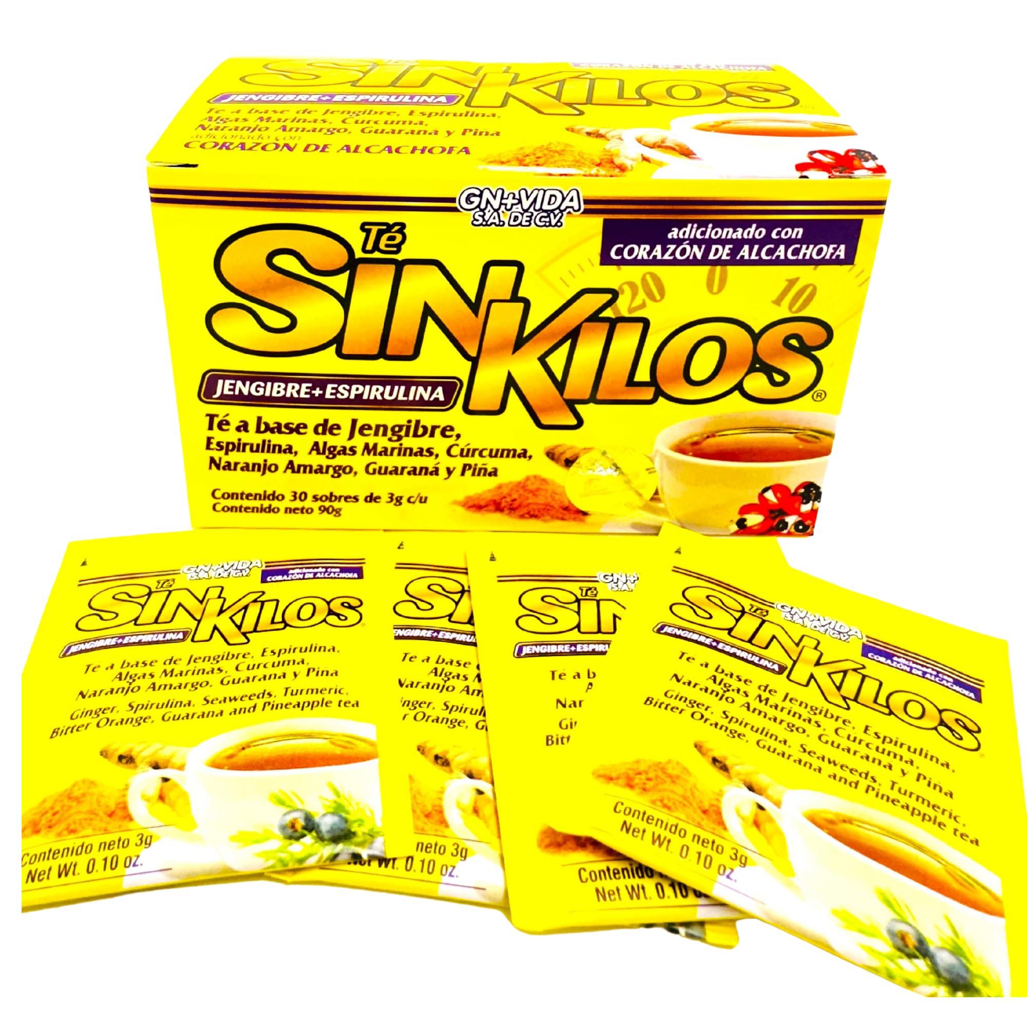 GN+Vida SinKilos Detox Tea GN+Vida Powerful Cleansing Tea with Ginger, Spirulina, Turmeric Orange and Pineapple Healthy Antioxidant Formula, Caffeine Free All Natural Digestive Te Panza y Grasa Herbal | 30 Ct