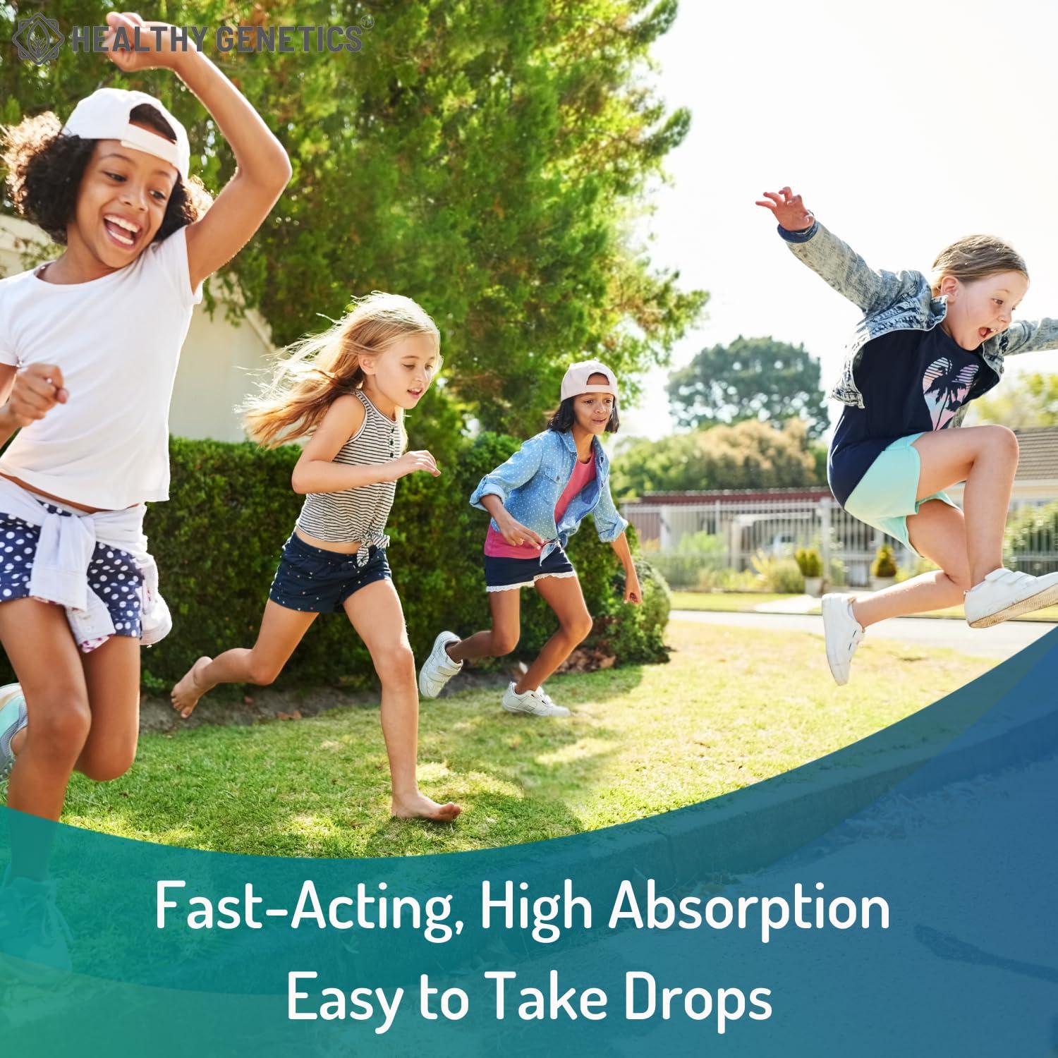 Healthy Genetics Ionic Liquid Zinc Drops for Kids | 30 Day Supply | Zinc Sulfate | Immunity, Mood, Brain Thyroid | 2 Oz