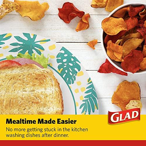 Glad Glad Disposable Heavy Duty Cut Resistant Microwave Safe Paper Bowls with Palm Leaves Design for Hot Soup and Ice Cream for Everyday Use, 16 Oz, 50 Count