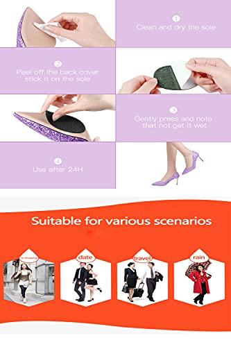 Feeke Non Slip Shoes Pads Self-Adhesive Shoe Grips Rubber Anti-Slip Shoe Grips Sole Stick Protector (Black-5Pairs)
