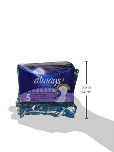 Always Always Pads Size 5 Ultra Thin 12 Count Xtra-Heavy Overnight