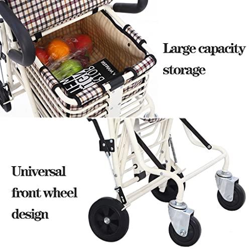 WIGSELBL Folding Shopping Cart for Seniors Walking,Rolling Walker Old Man Shopping Cart,Heavy Duty Shopping Cart with Seat,4 Wheels Medical Walking Aids Drive Rollator (Color : Red)