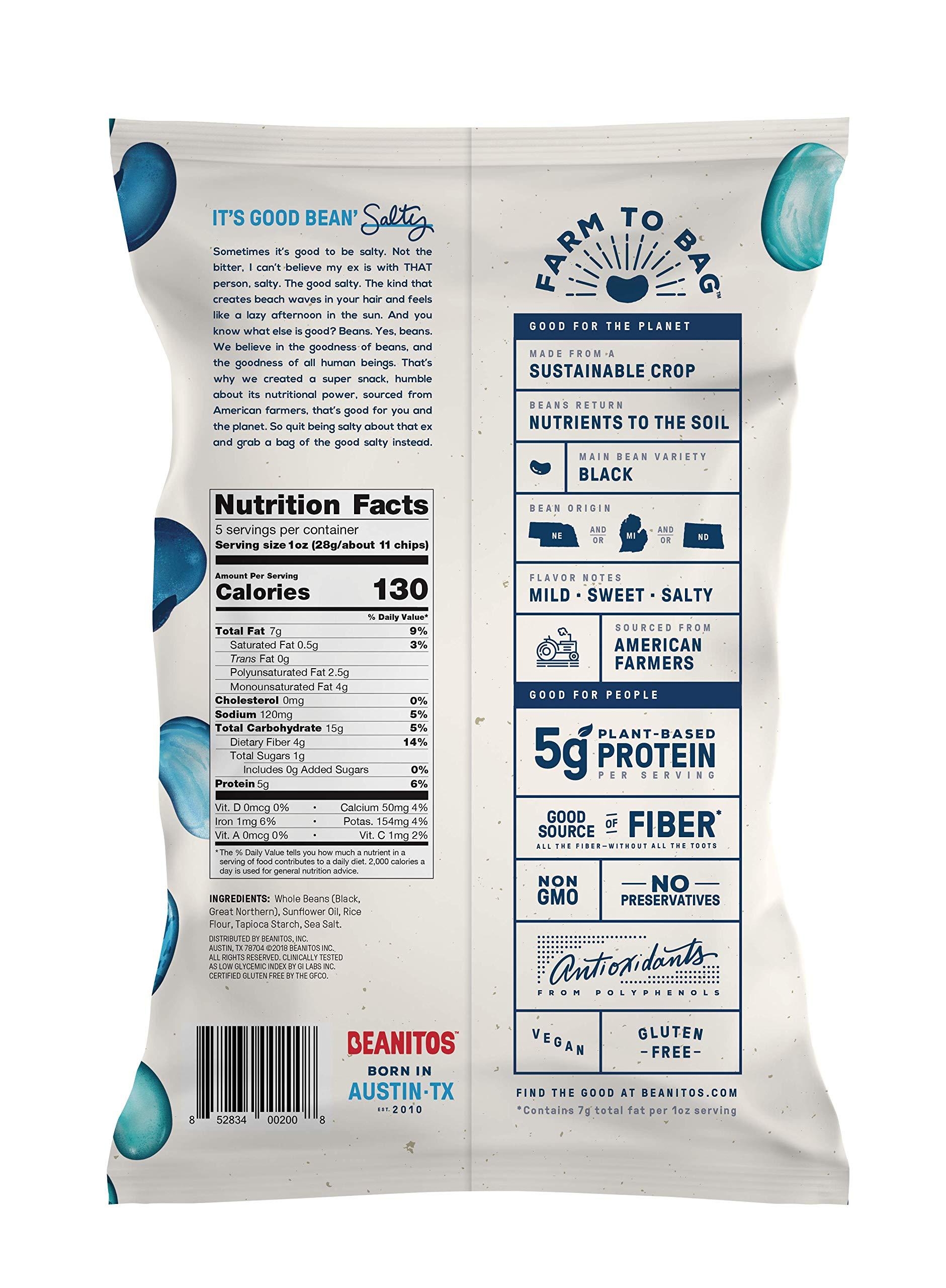 Beanitos Beanitos Black Bean Chips with Sea Salt, The Healthy, High Protein, Gluten free, and Low Carb Vegan Tortilla Chip Snack, A Lean Bean Protein Machine for Superfood Snacking At Its Best, 5 Ounce